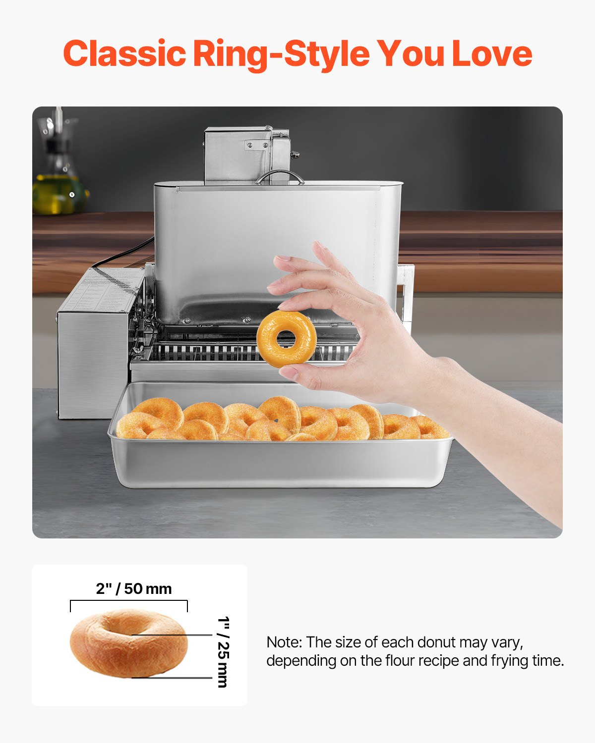 Commercial Automatic Donut Machine, 6-Row Electric Doughnut Maker 360/hr