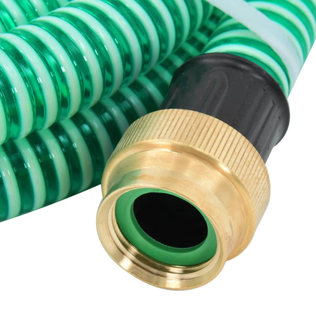 vidaXL Suction Hose Green PVC, Brass 49.2 ft Durable Garden Hose - Picture 2 of 7