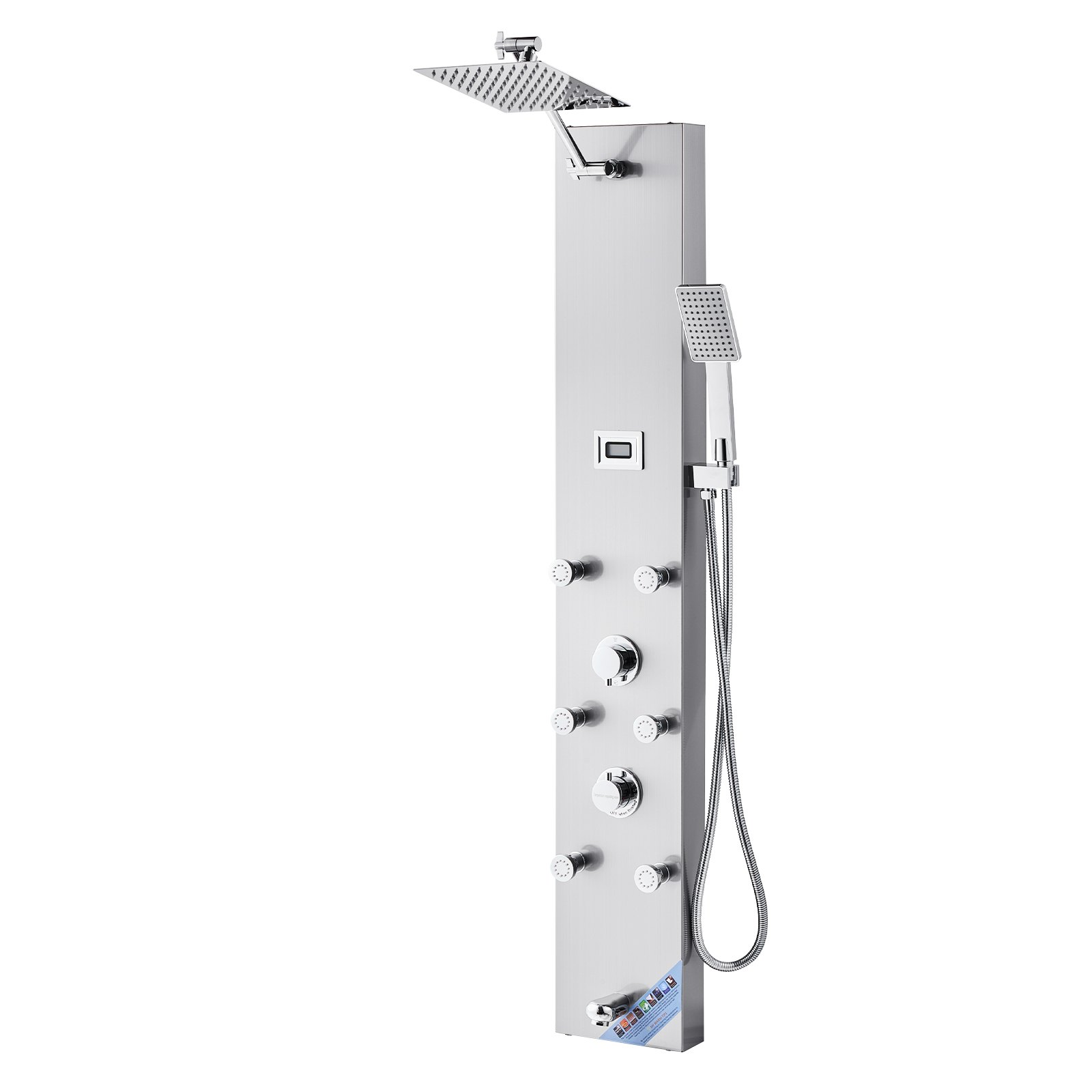 Shower Panel Tower System Stainless Steel Column Rainfall Head Massage Jet 4Mode