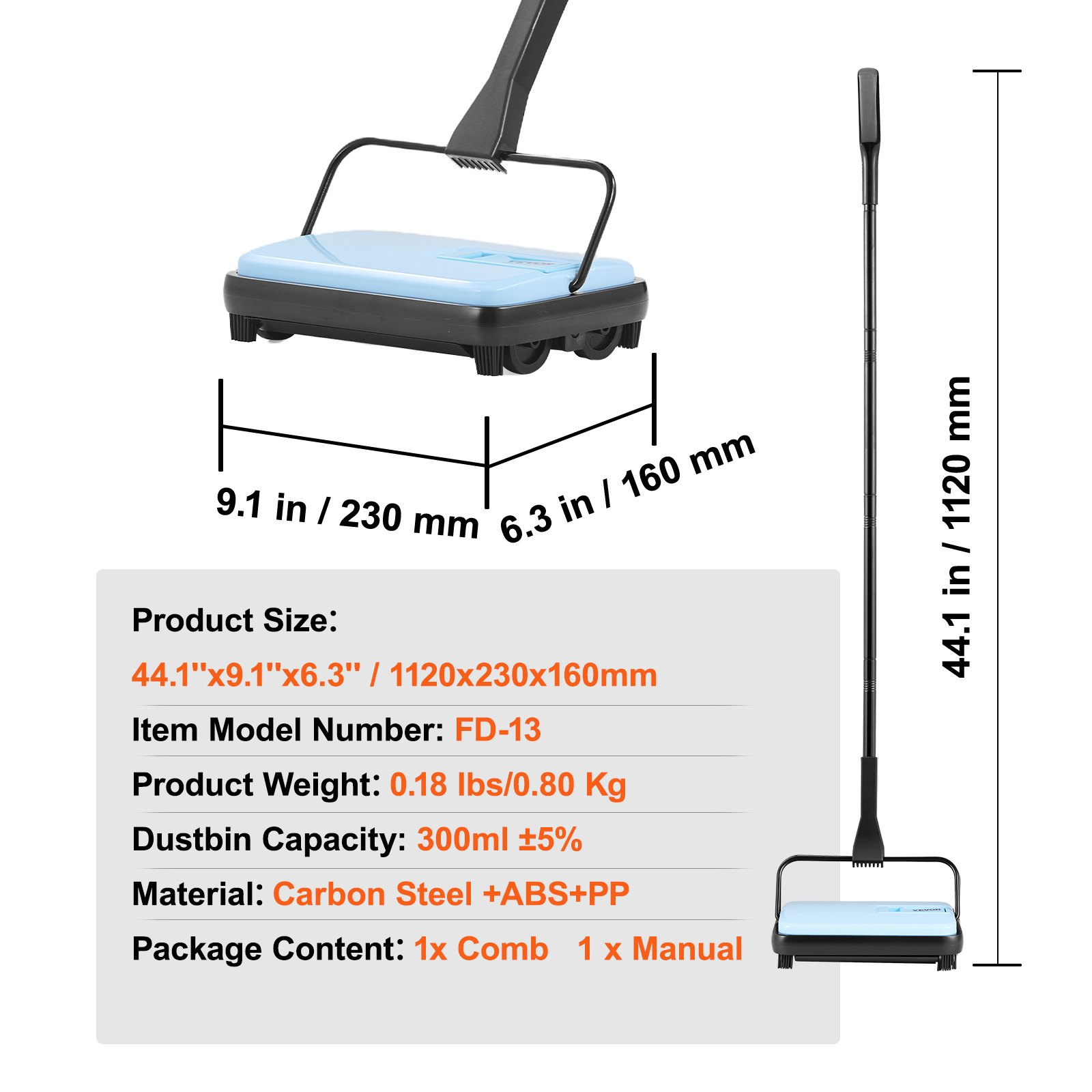 Carpet Sweeper Manual, Blue