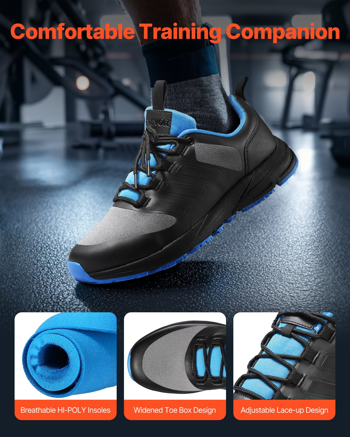 Cross Trainingsschuhe W Weite Sneaker US Größe 12 Weite Spitze Karton Schuhe Schwarz - Bild 1 von 10