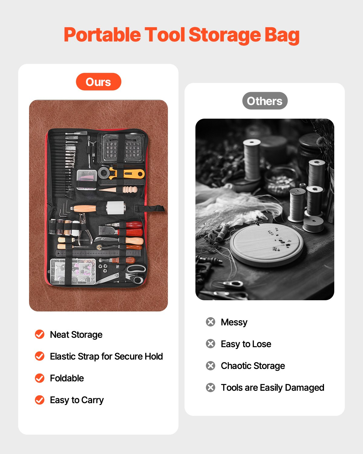 Leather Working Tools Kit 61 PCS Engraving Punching Stamping Sewing Tools