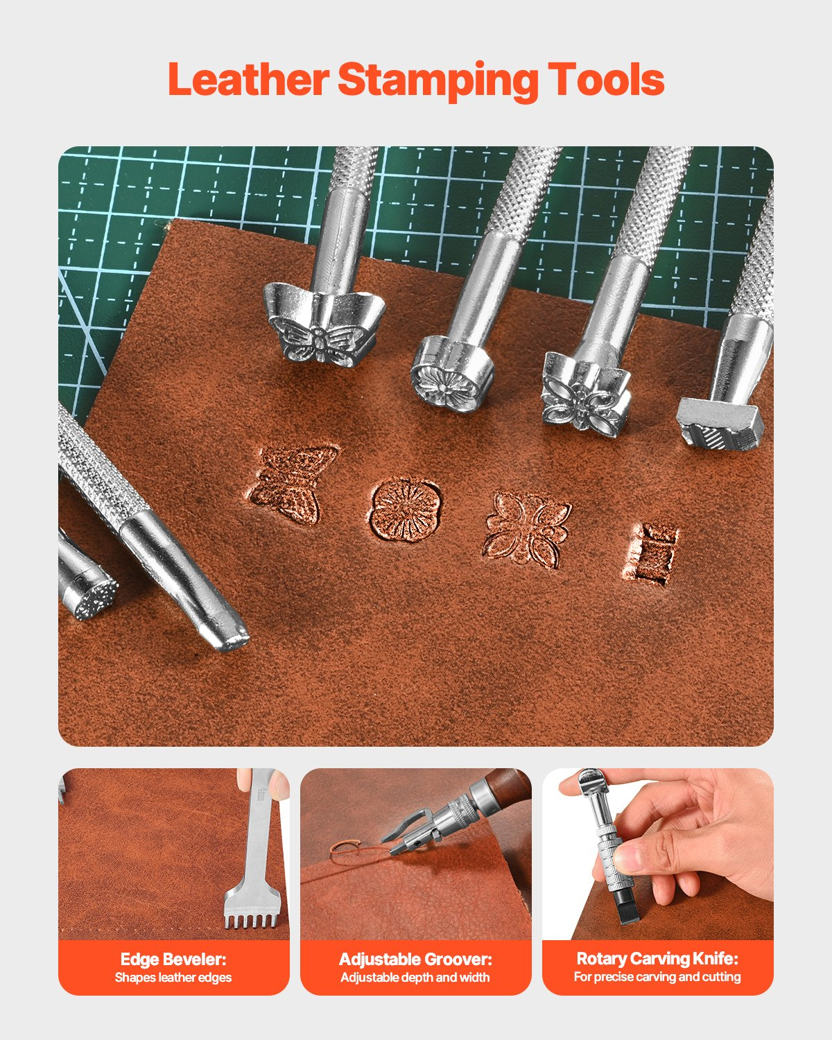 Leather Working Tools Kit 59 PCS Engraving Punching Stamping Sewing Tools