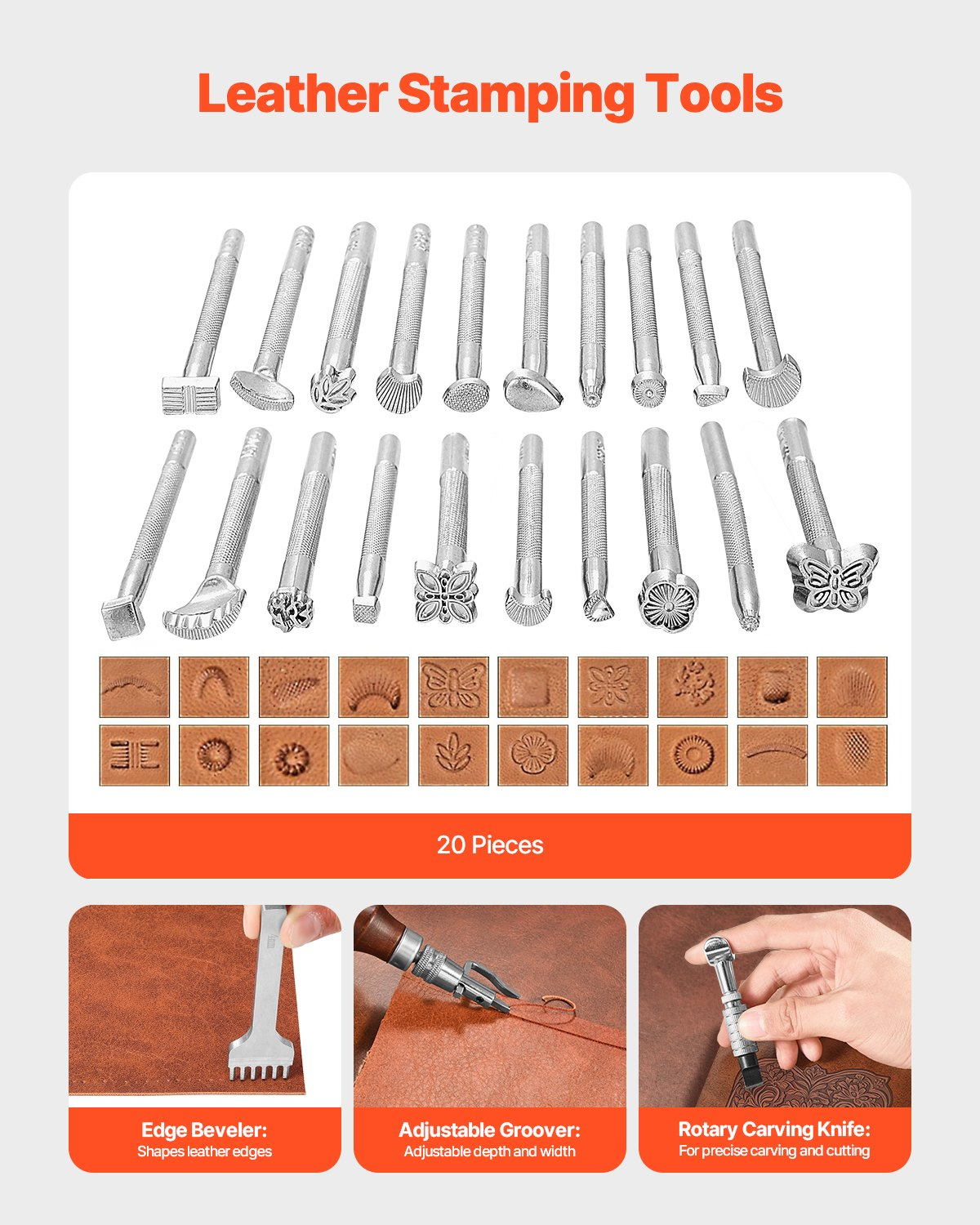 Leather Working Tools Kit 72 PCS Engraving Punching Stamping Sewing Tools