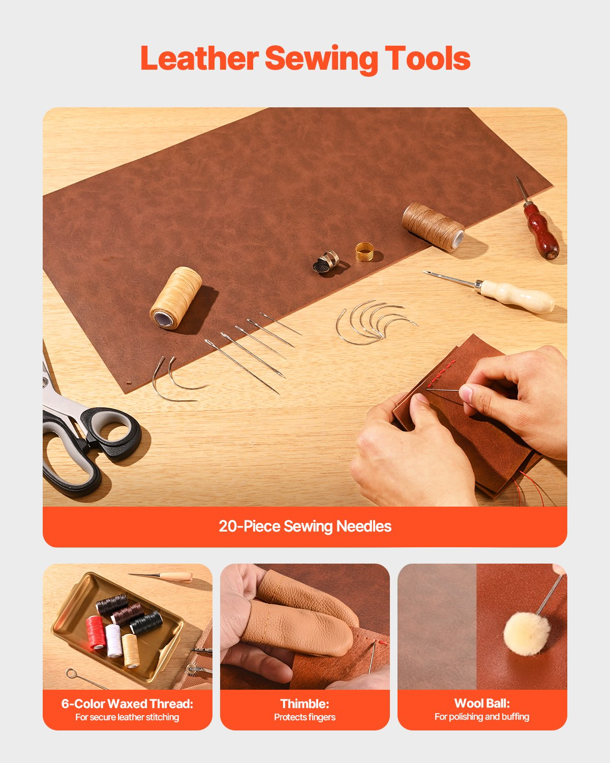 Leather Working Tools Kit 72 PCS Engraving Punching Stamping Sewing Tools