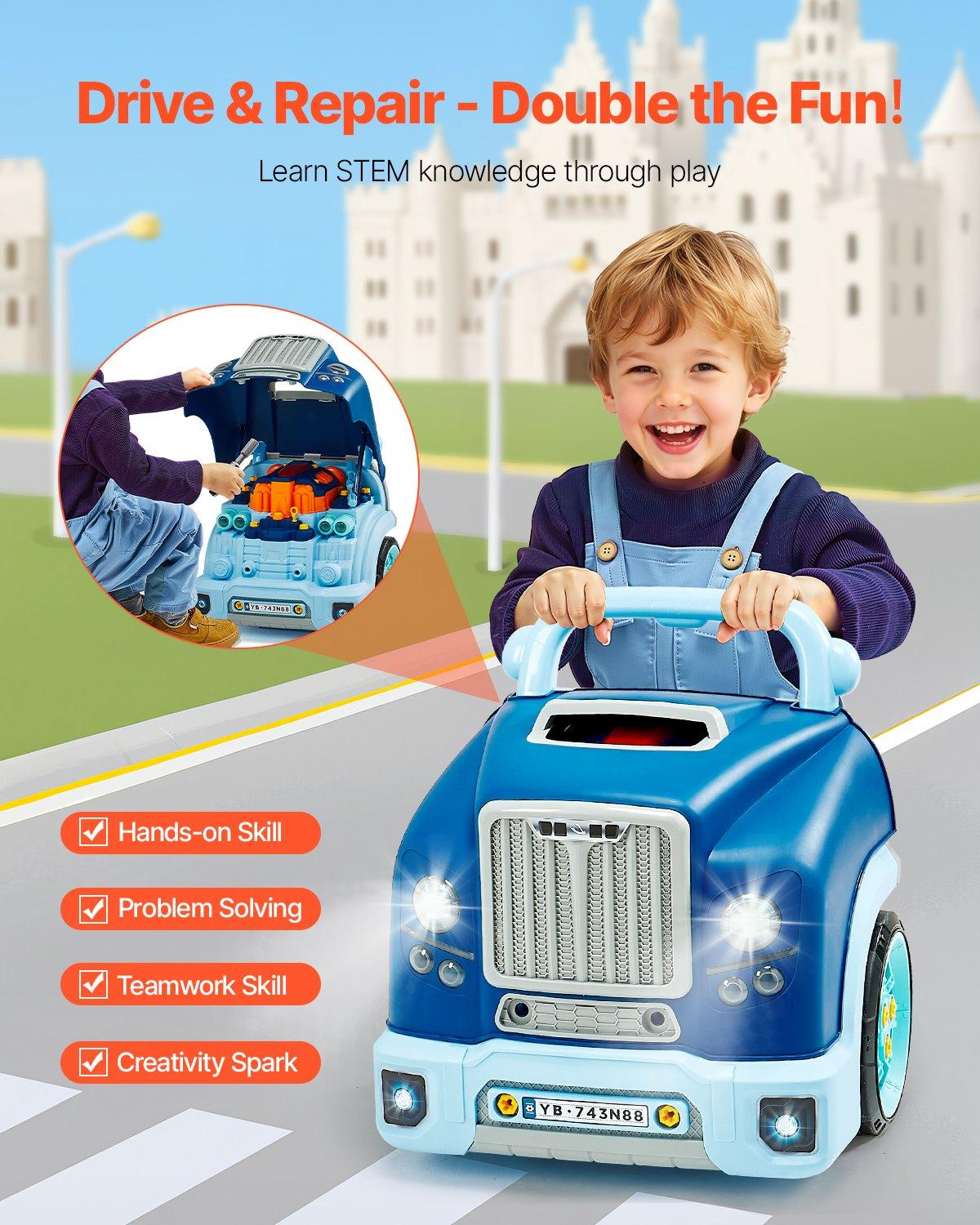 Repair Set With Removable Parts, Blue