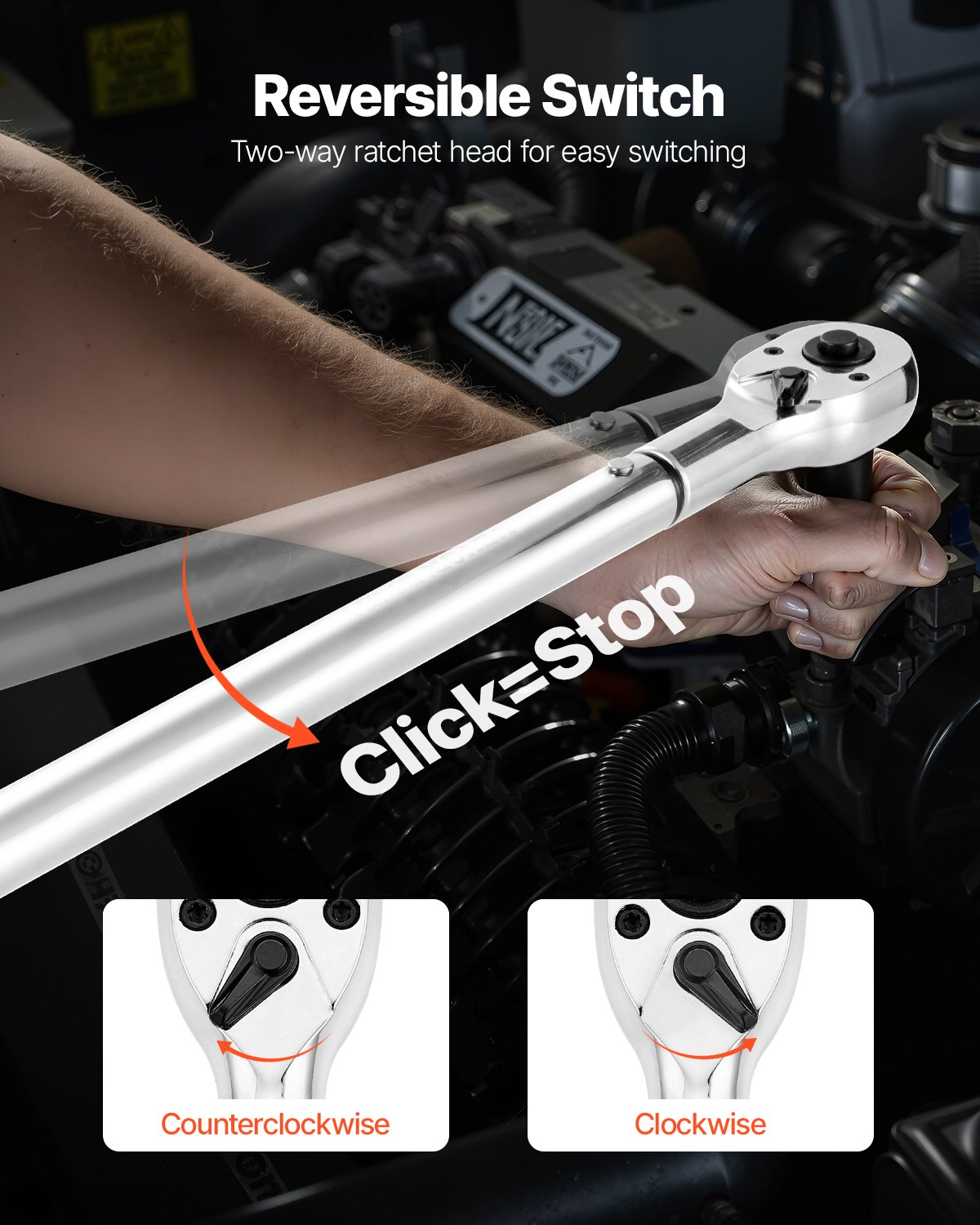 Click Torque Wrench 3/4 Inch Drive 100-600 lbf-ft/136-814N.m Dual-direction - Bild 6 von 12