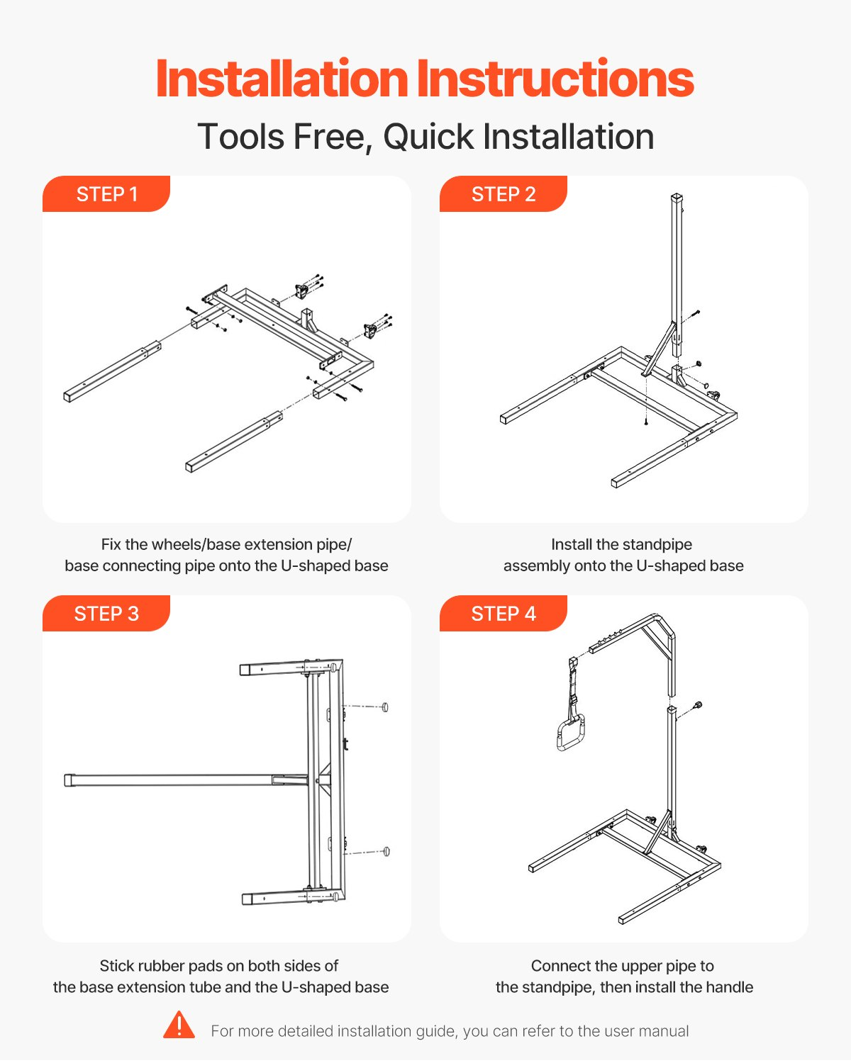 Trapeze Bar for Bed Mobility Height-Adjustable Free Standing Trapeze Bar
