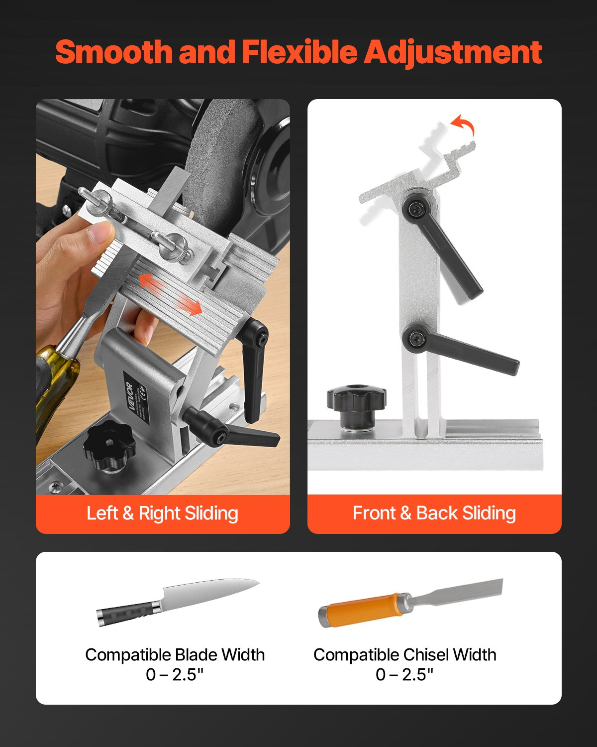 Adjustable Tool Rest Sharpening Jig for 6" or 8" Bench Grinder and Sander