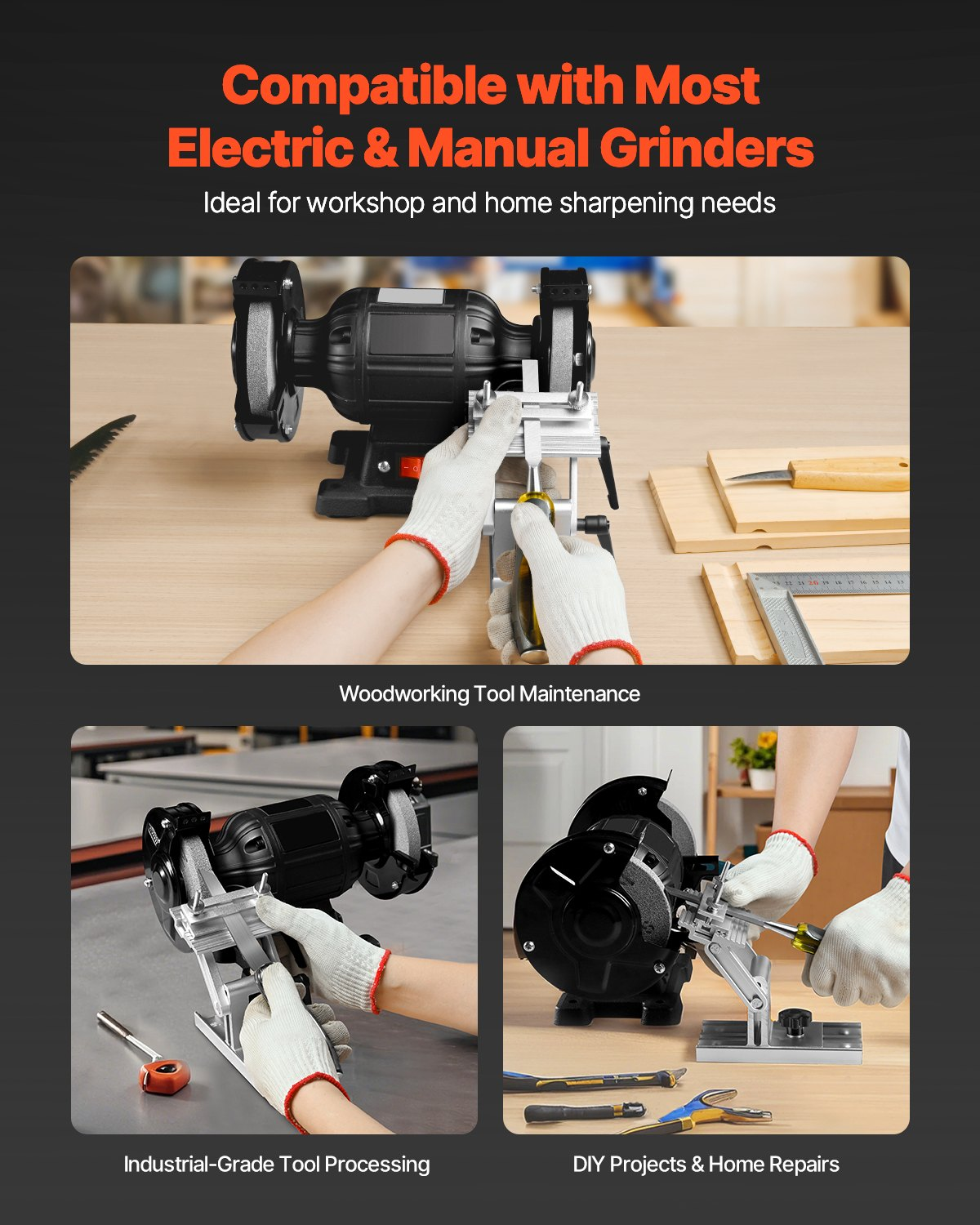 Adjustable Tool Rest Sharpening Jig for 6" or 8" Bench Grinder and Sander