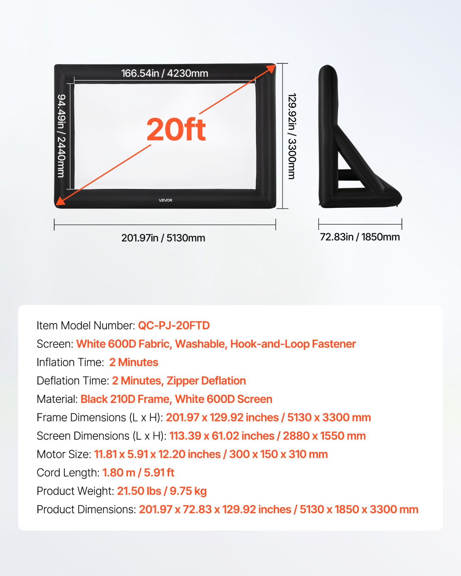 20FT Inflatable Projector Screen, Theme Party