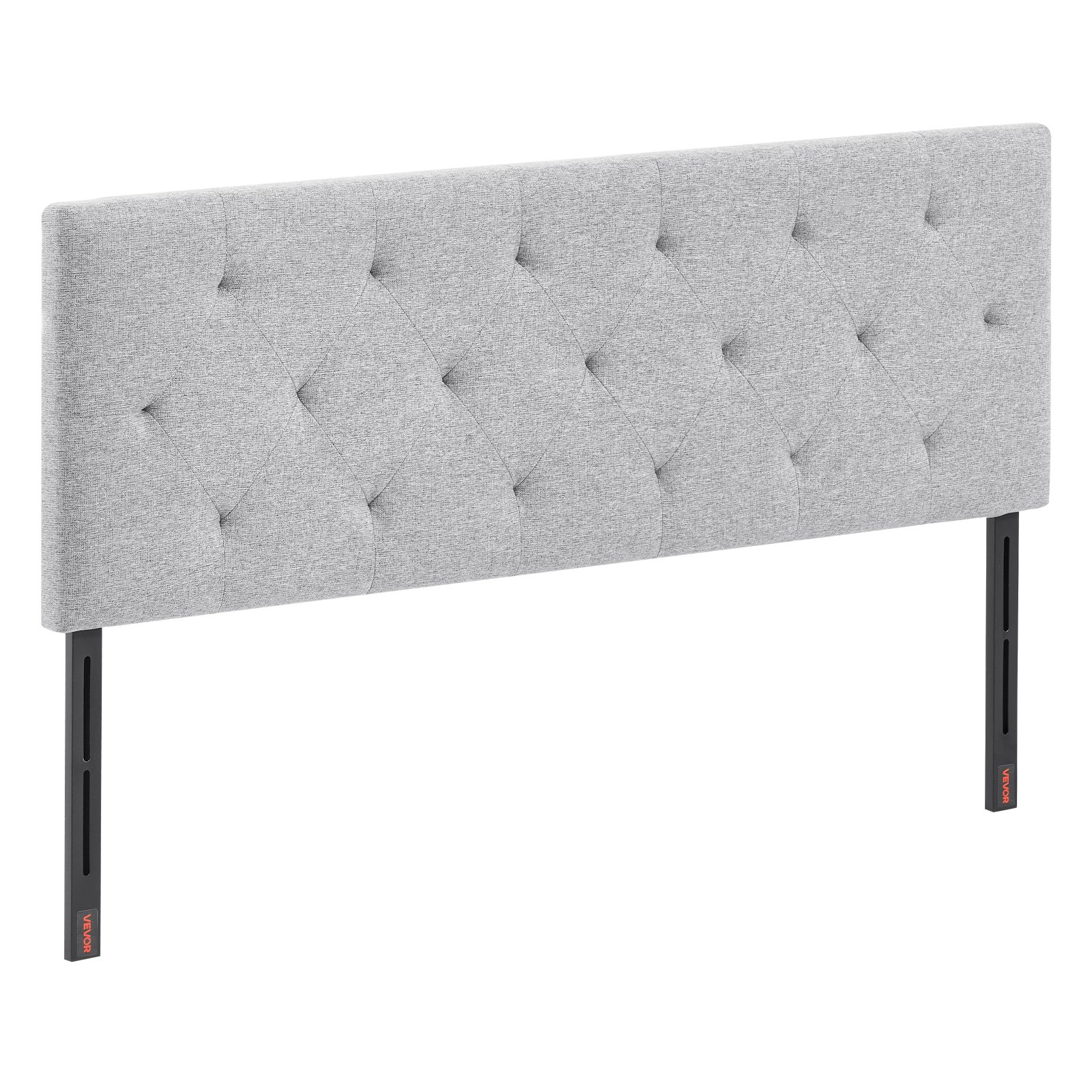 Full Size Tufted Headboard, Adjustable Height, Light Grey, W56.3" x H35.6-47.4"