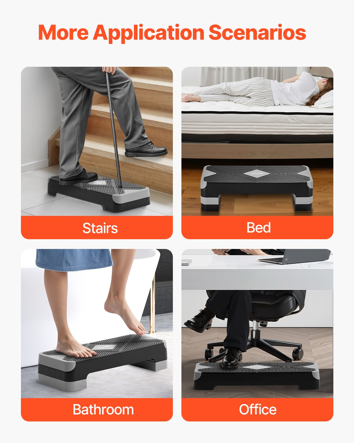 28" Aerobic Step Platform Adjustable Workout Stepper w/4 Risers Gray