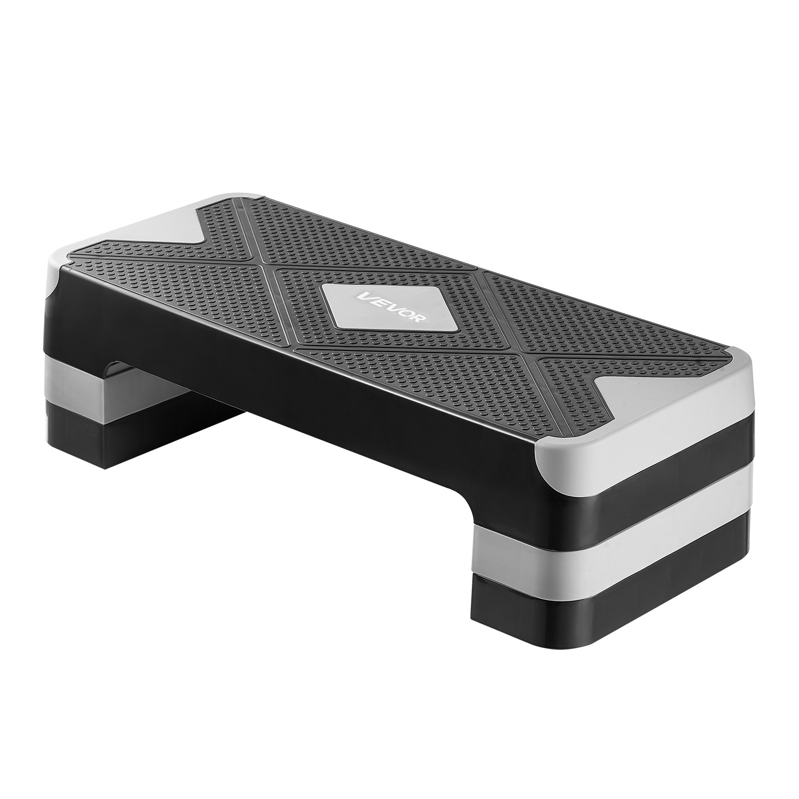 28" Aerobic Step Platform Adjustable Workout Stepper w/4 Risers Gray