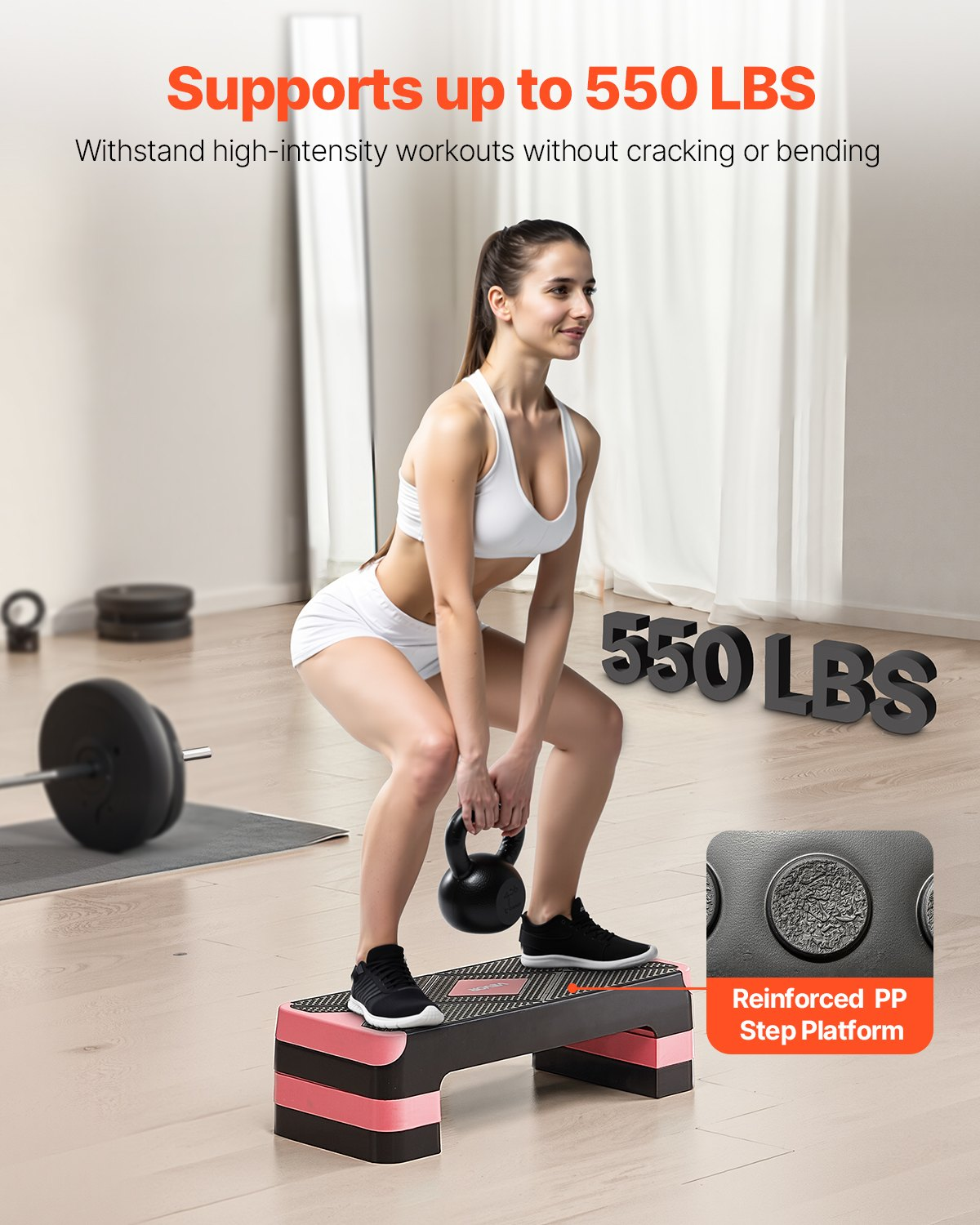 28" Aerobic Step Platform Adjustable Fitness Stepper w/4 Risers Red