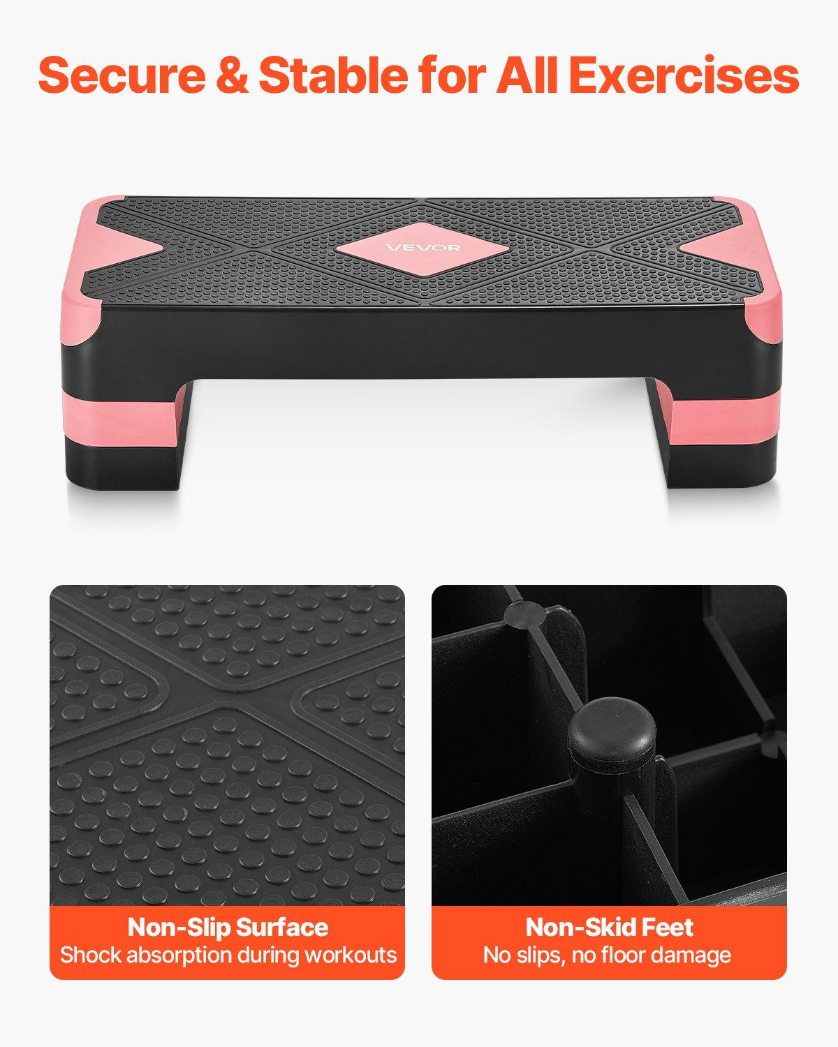 28" Aerobic Step Platform Adjustable Fitness Stepper w/4 Risers Red