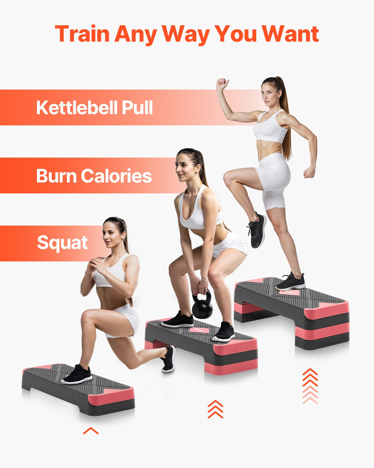 28" Aerobic Step Platform Adjustable Fitness Stepper w/4 Risers Red
