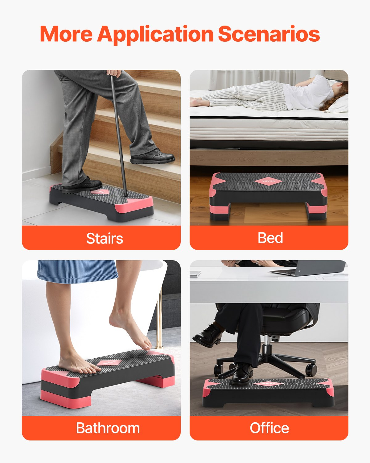 28" Aerobic Step Platform Adjustable Fitness Stepper w/4 Risers Red