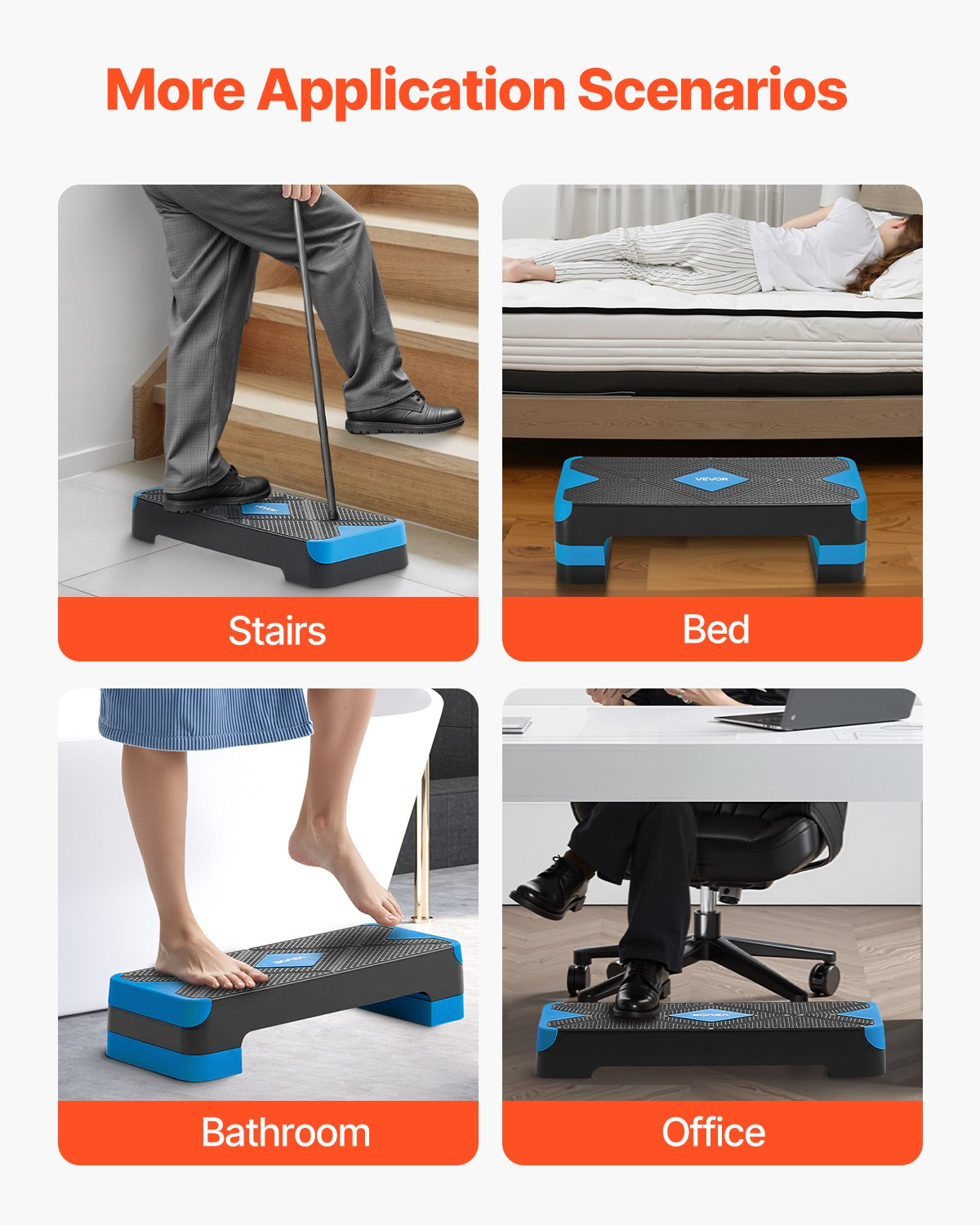 28" Aerobic Step Platform Adjustable Workout Stepper w/4 Risers Blue