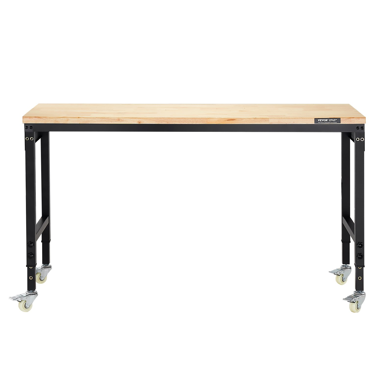 60" Workbench on Wheels Adjustable Height Table with Power Outlet & Pegboard