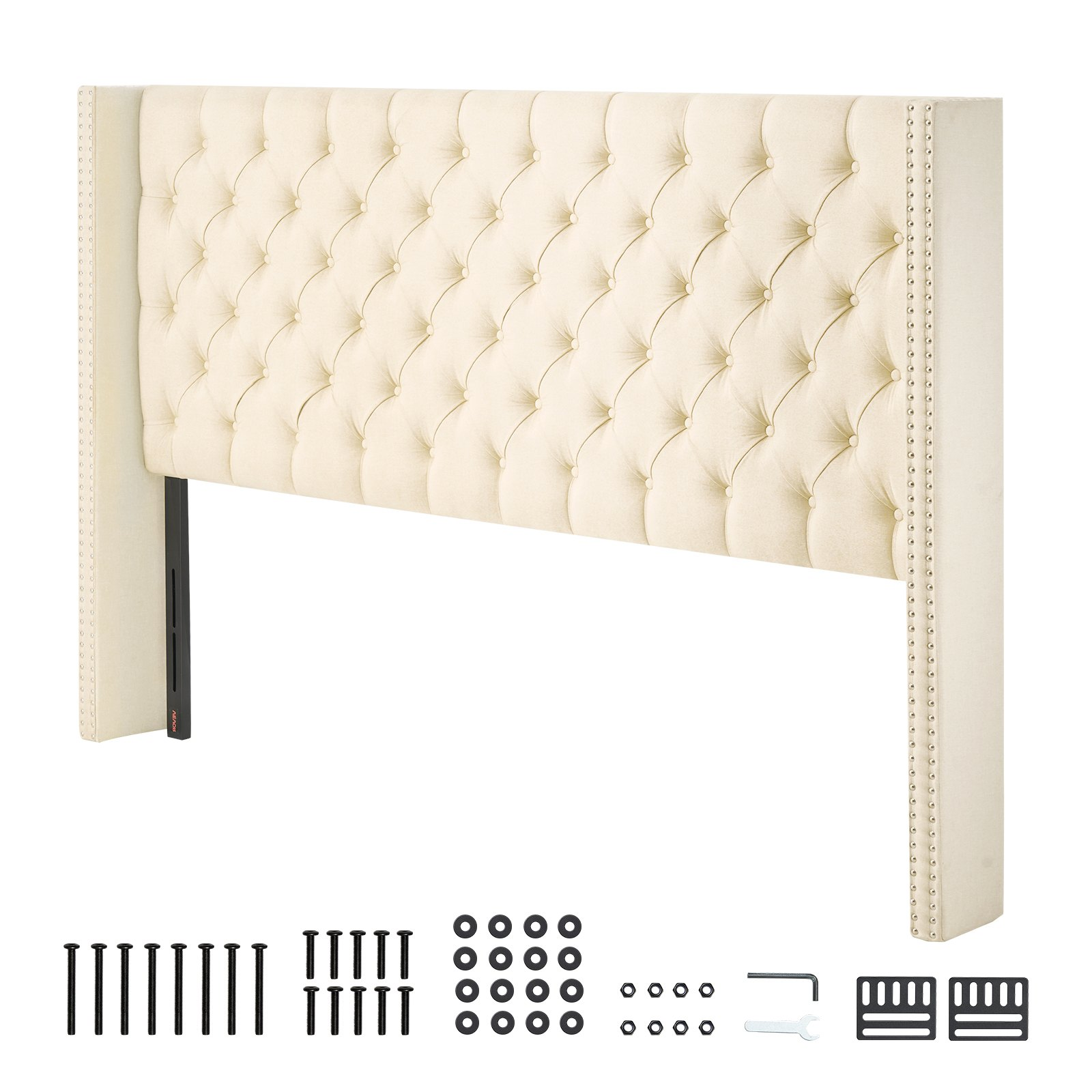 Headboard for King Size Bed with Adjustable Height Sponge & Fabric Cream