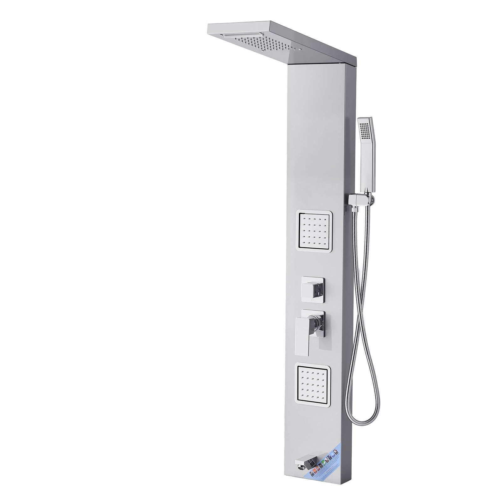 Shower Panel Tower System Stainless Steel Column Rainfall Head Massage Jet 5Mode