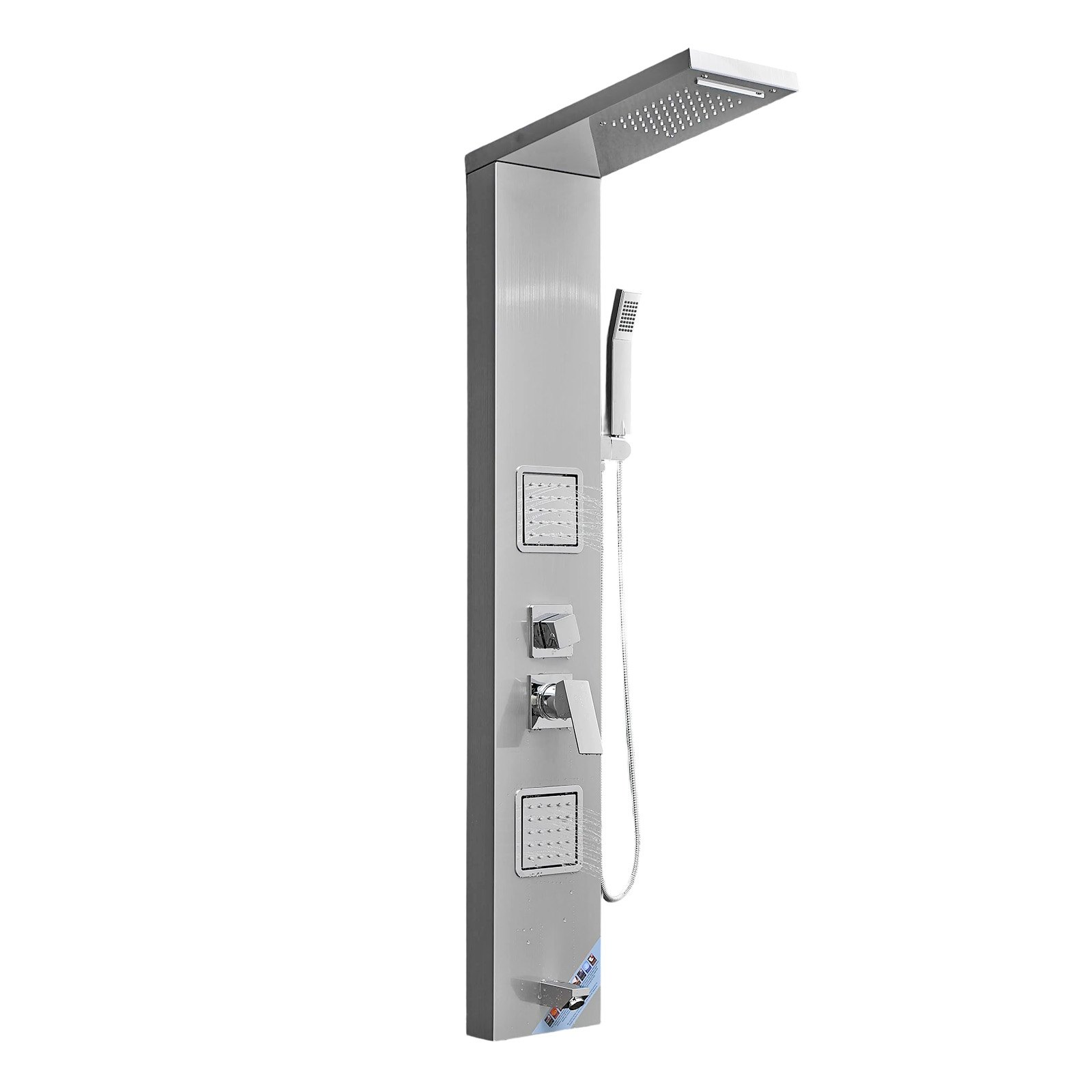 Shower Panel Tower System Stainless Steel Column Rainfall Head Massage Jet 5Mode