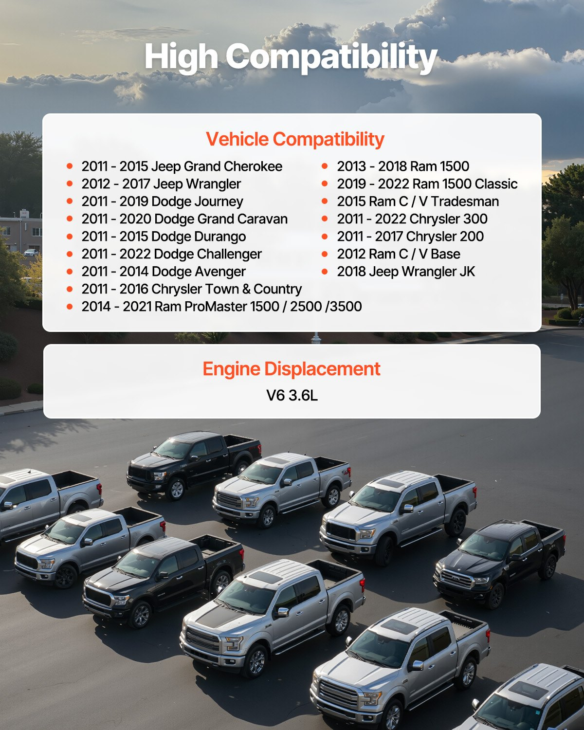 Engine Camshaft Replacement 2018 Jeep Wrangler JK 2011-2019 Dodge Journey
