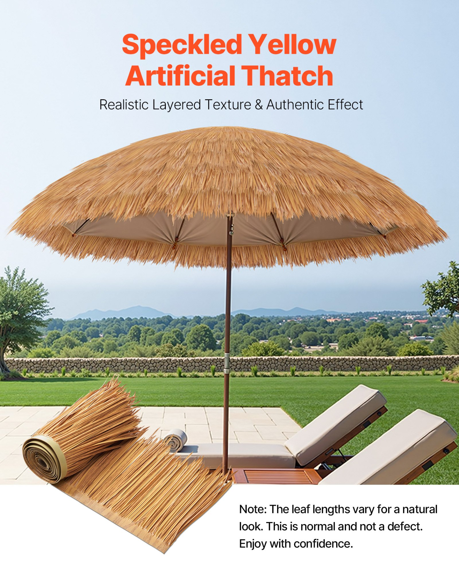 Artificial Thatch Grass Roof, 1.6 x 16.4 ft Mexican Style Tiki Bar Hut Skirt Th