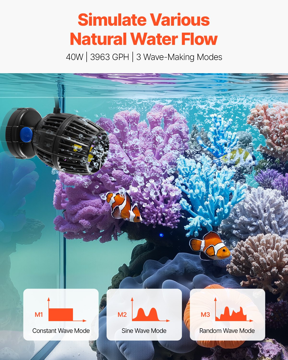 Aquarium Wave Maker, 40W, for Freshwater Saltwater