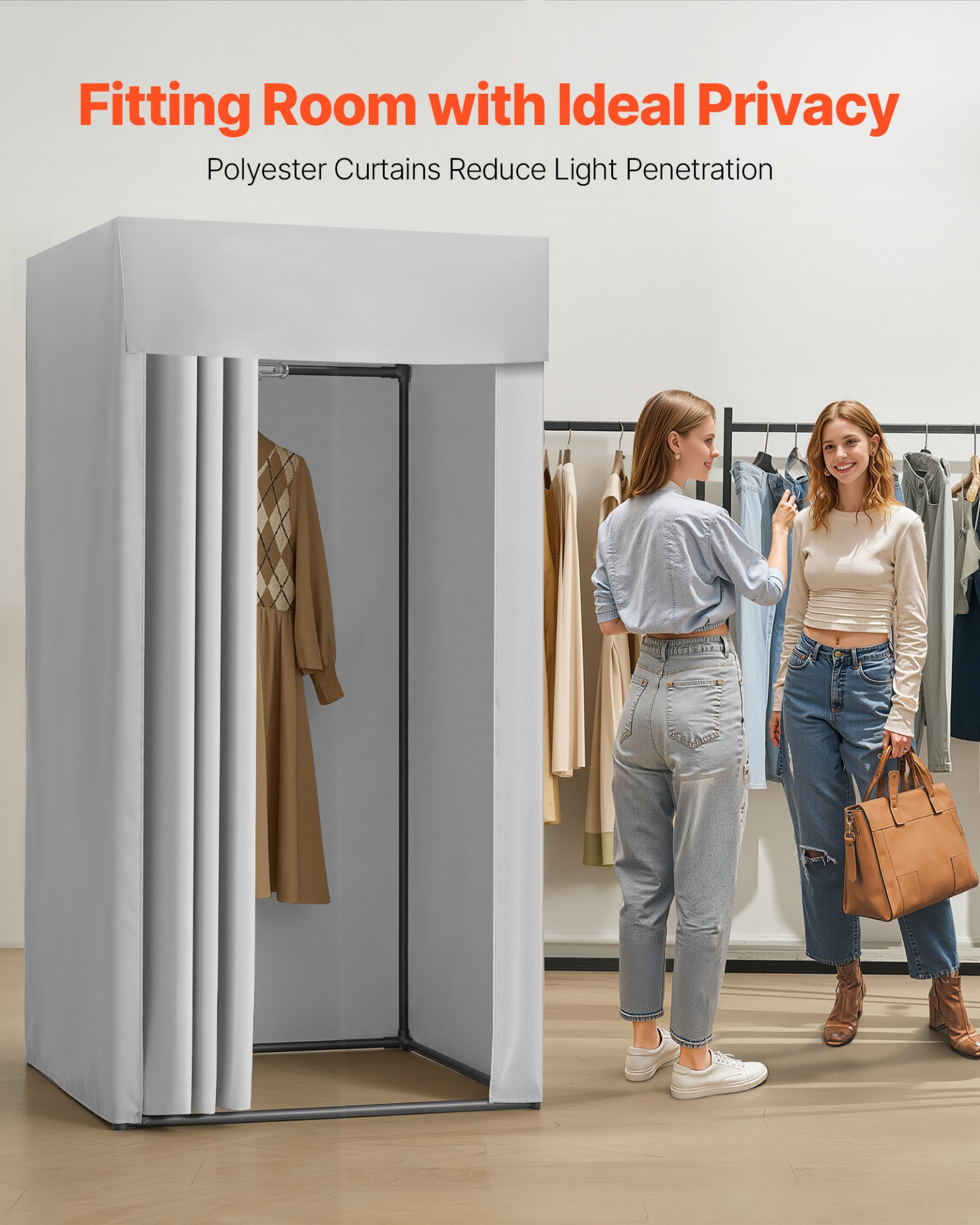 Fitting Room, Tailor’s Store & Outdoor 39 x 39 x 78 in (Black and Gray-White)