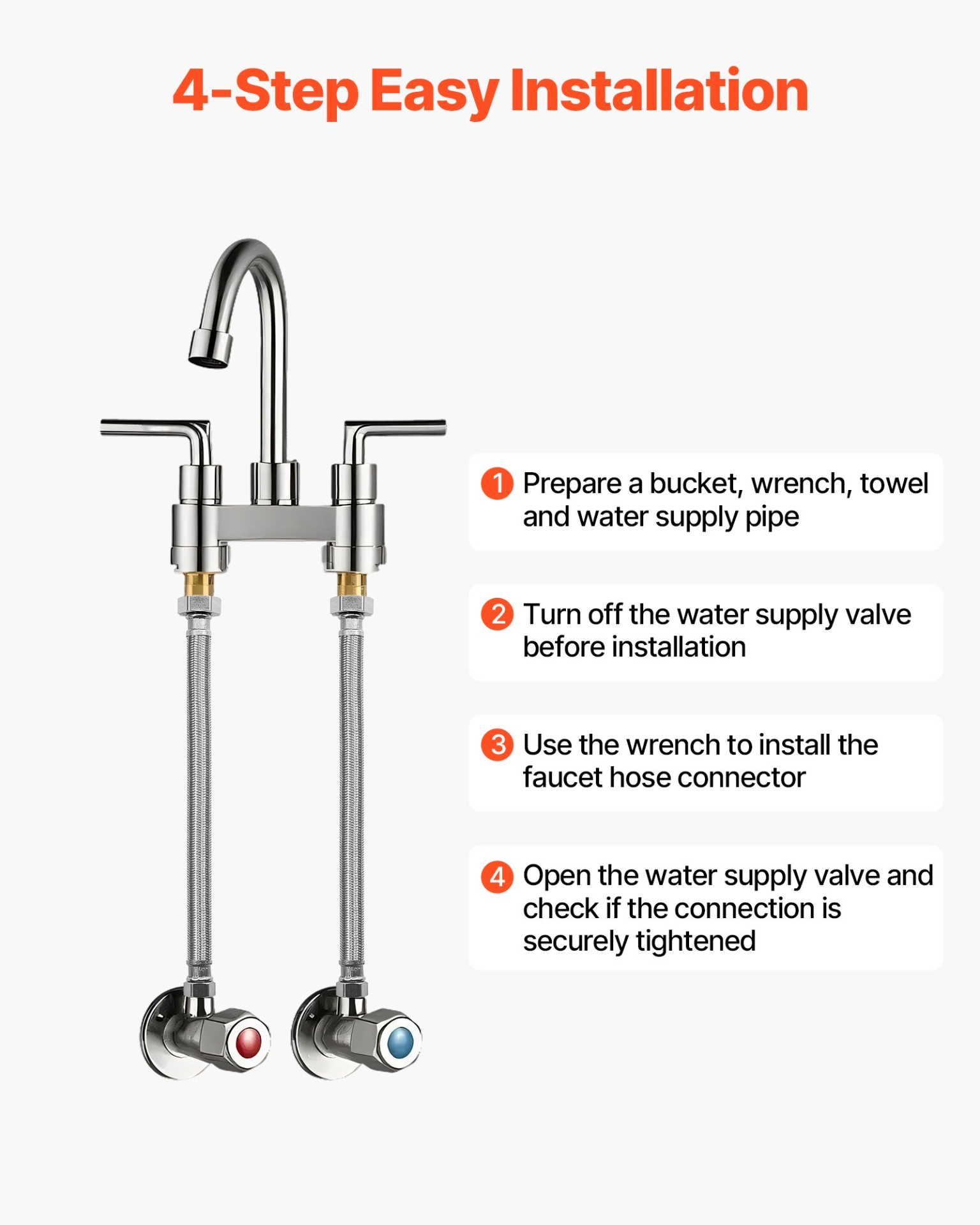 Faucet Hose Connector, 16-Inch Length, Certified Safe