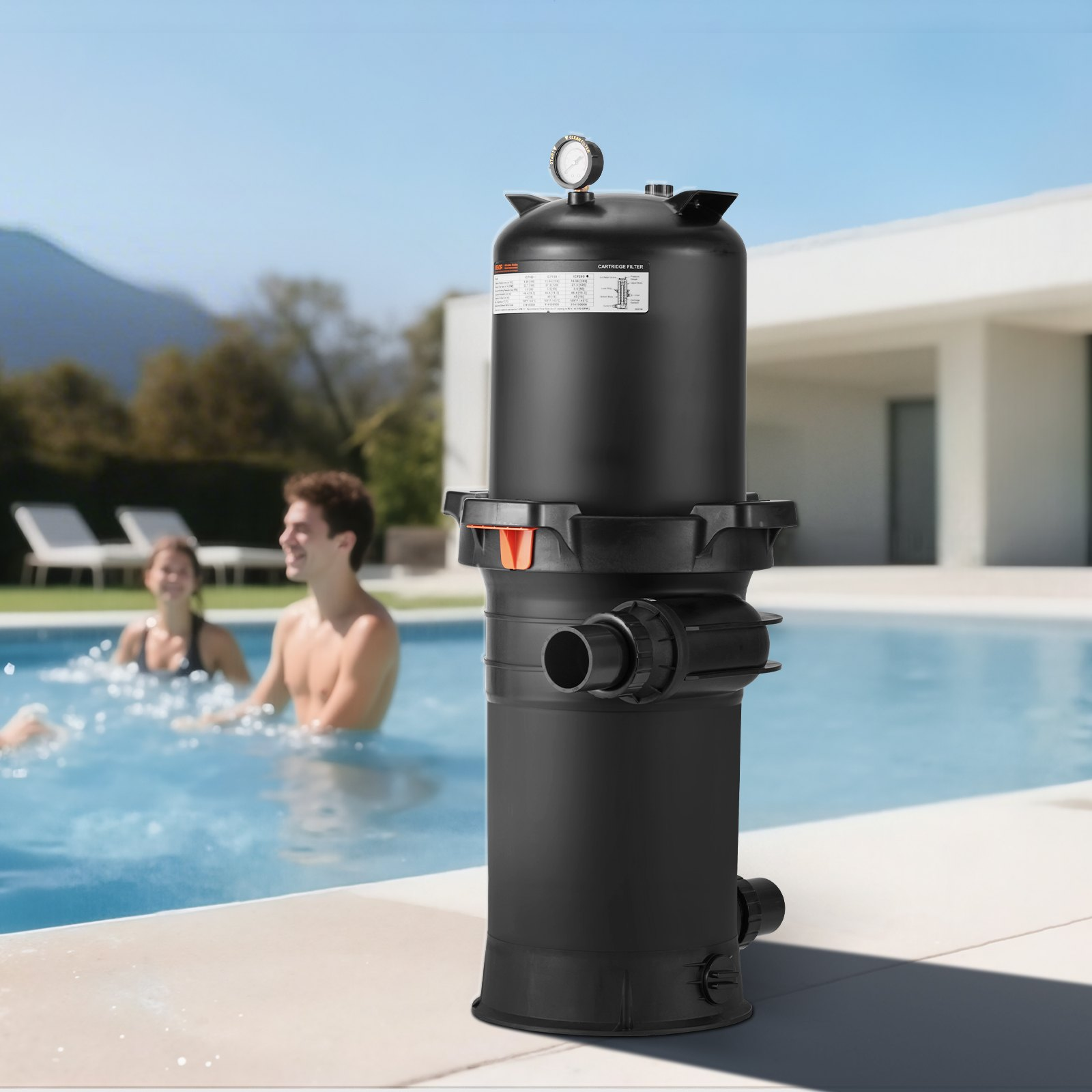 200 sq.ft² Cartridge Pool Filter Valve 9000 GPH Swimming Pool Filtration System - Picture 7 of 10