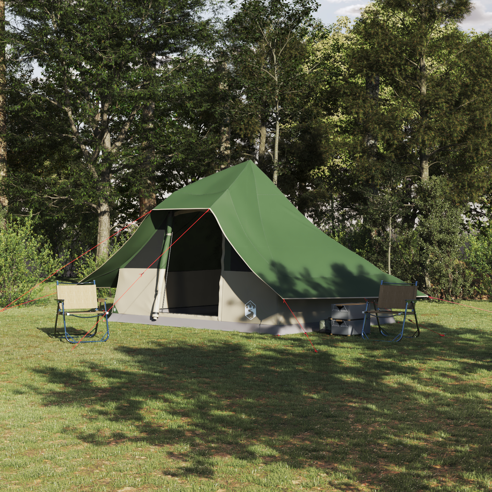 vidaXL Family Tent Tipi Green 10-Person Waterproof