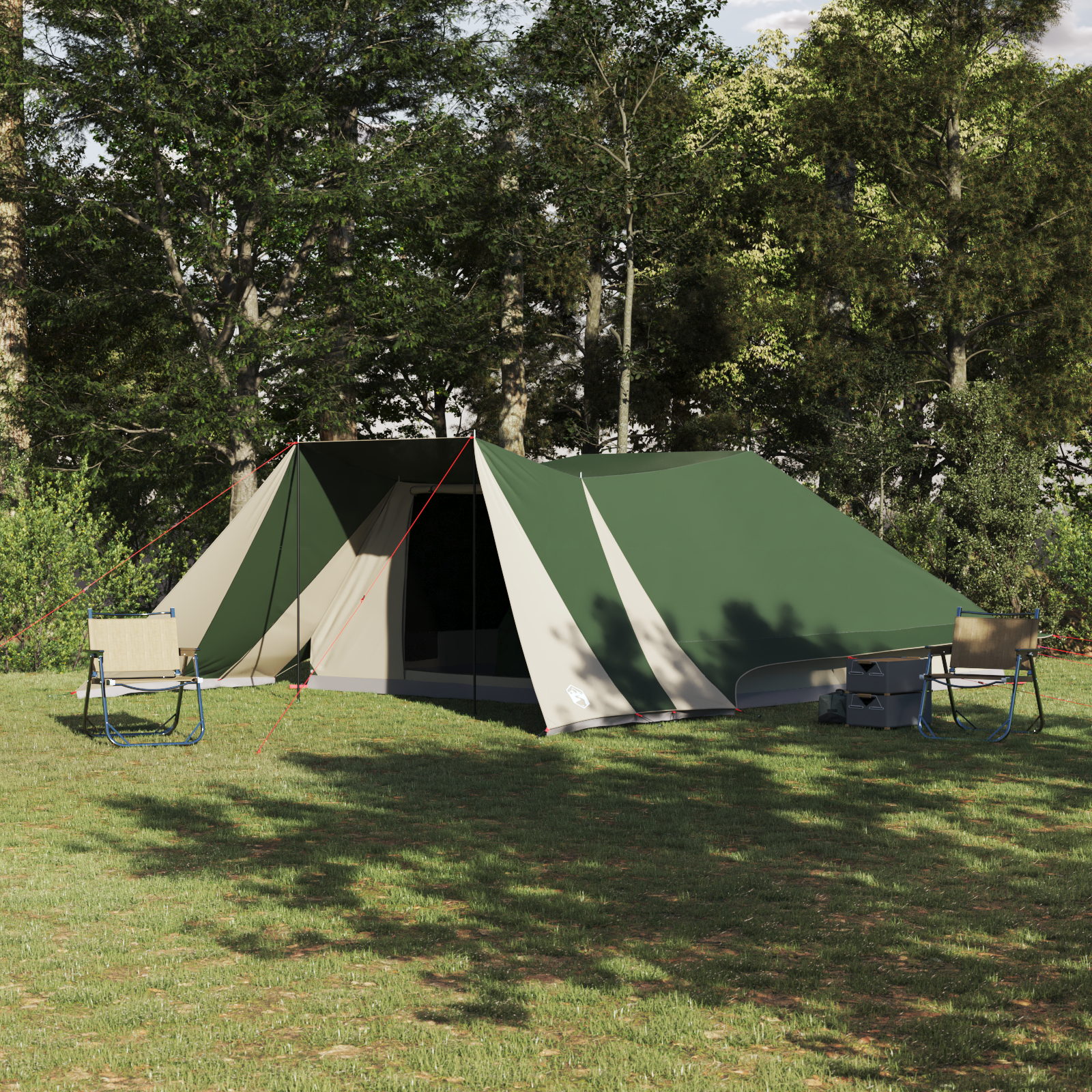 vidaXL Family Tent with Extended Porch Green 12-Person Waterproof