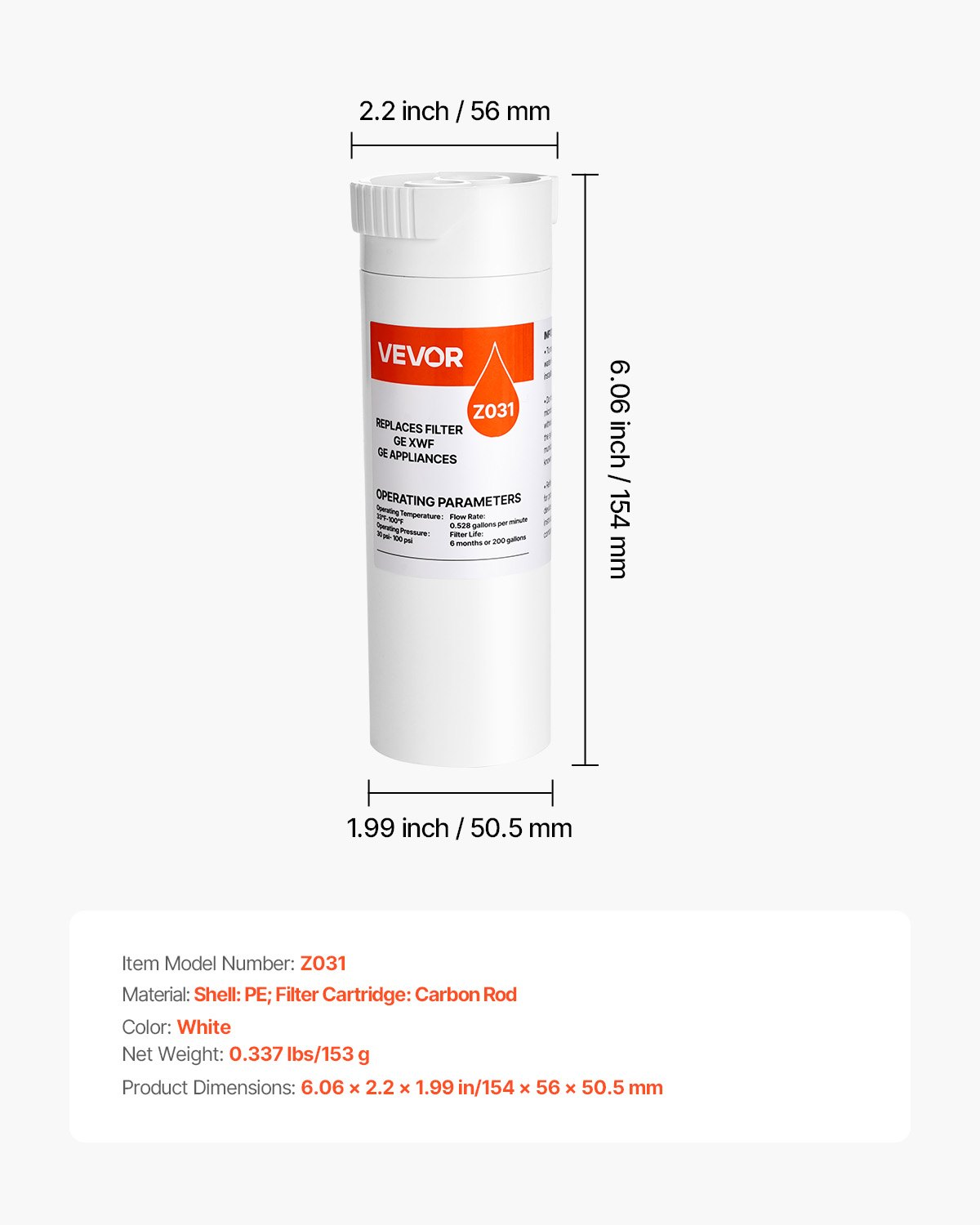 Refrigerator Water Filter Replacement, 1 Pack