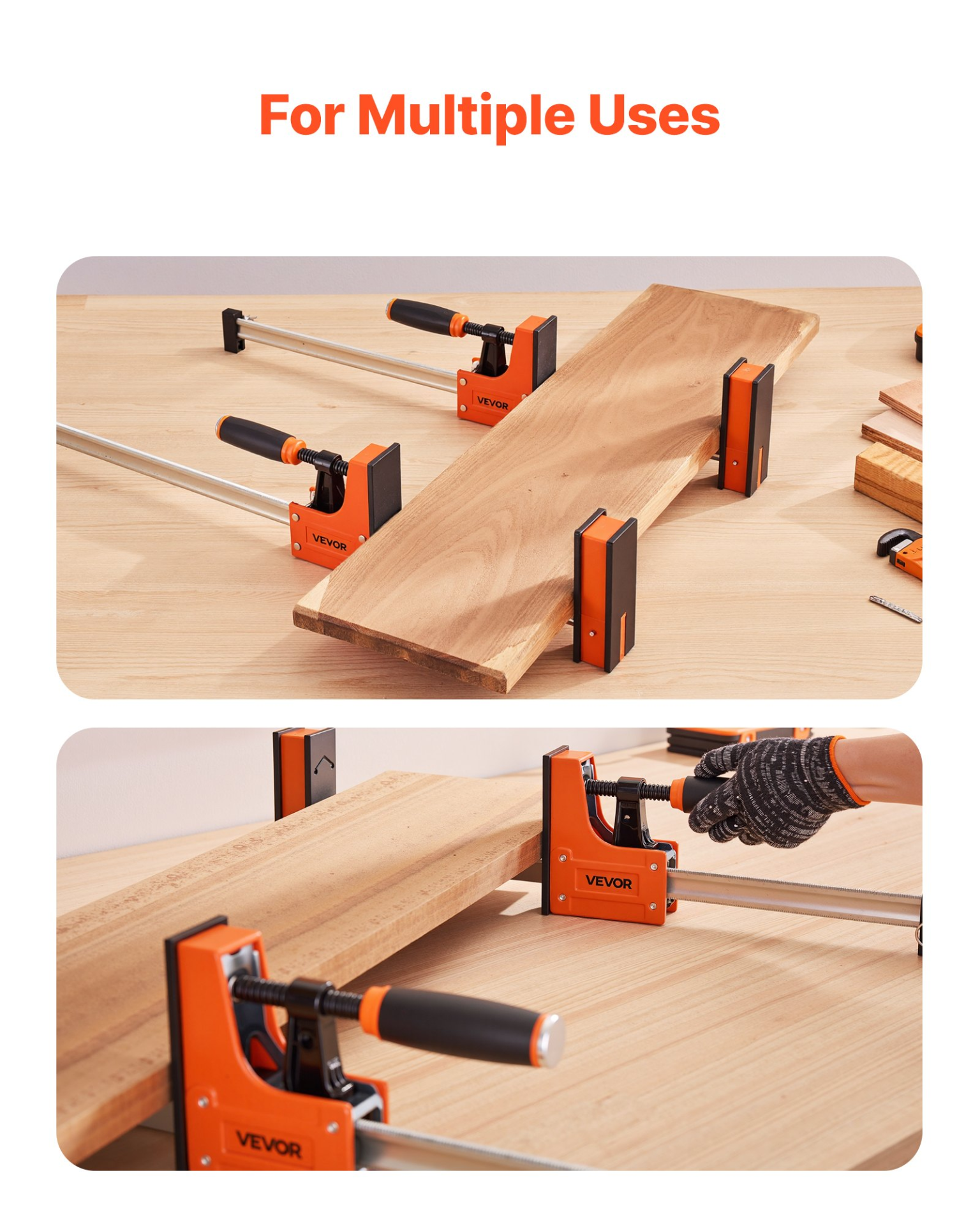Bar Clamps for Woodworking 2-Pack 24 inch Parallel F Clamp Set Even Pressure - Bild 6 von 12