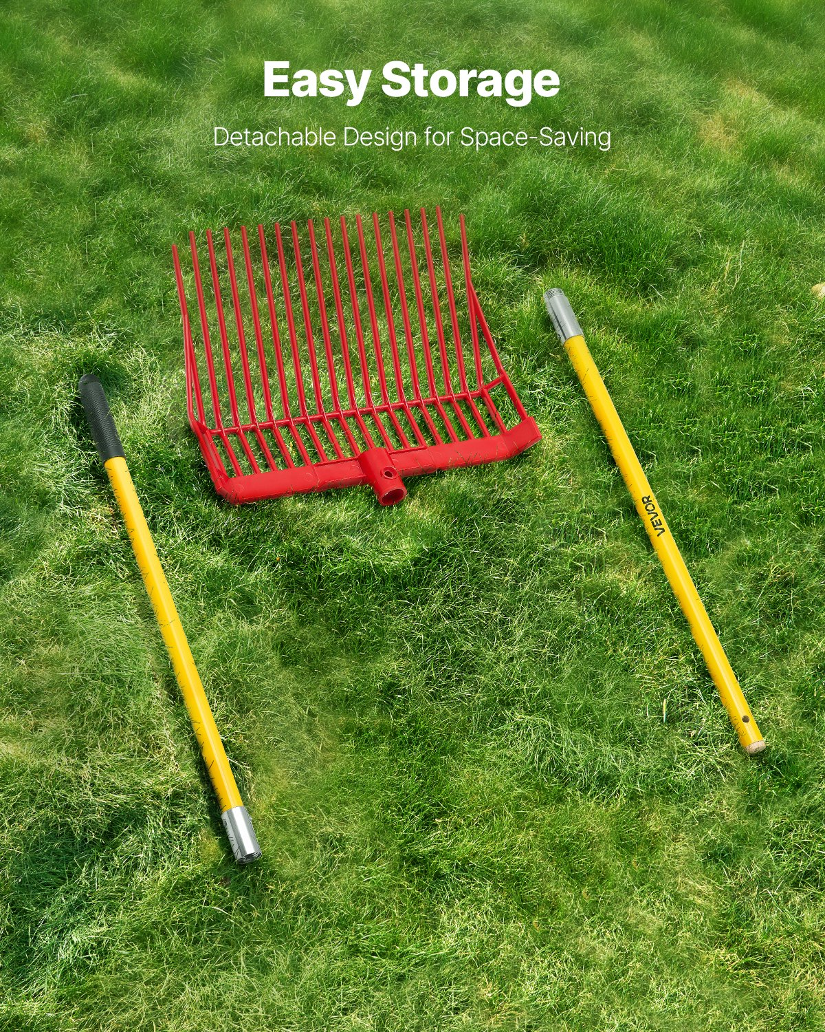 Manure Fork 18 Angled Tines 61in Long Handle Muck Rake for Stable Garden