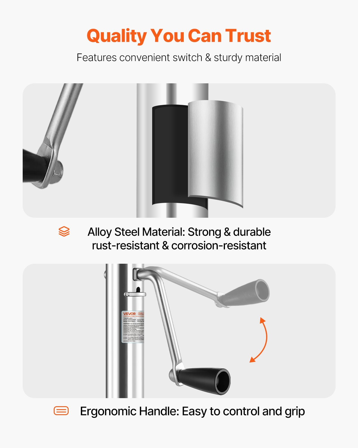 Trailer Jack with Wheel, 1000 lbs Load Capacity, Utility Trailers
