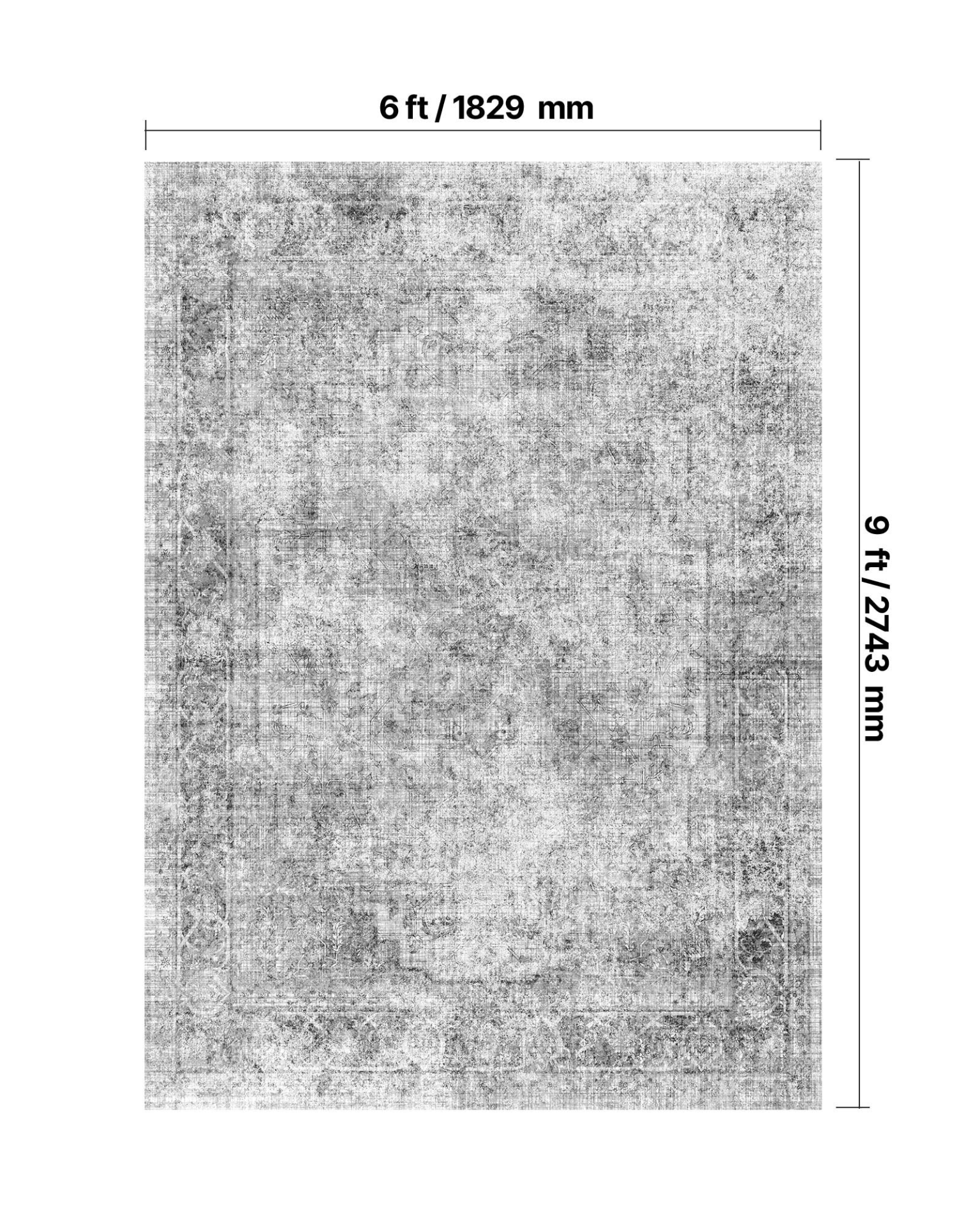 Großflächenteppich 6 x 9 Fuß rutschfeste und reißfeste Fußmatte böhmisch grau - Bild 2 von 10
