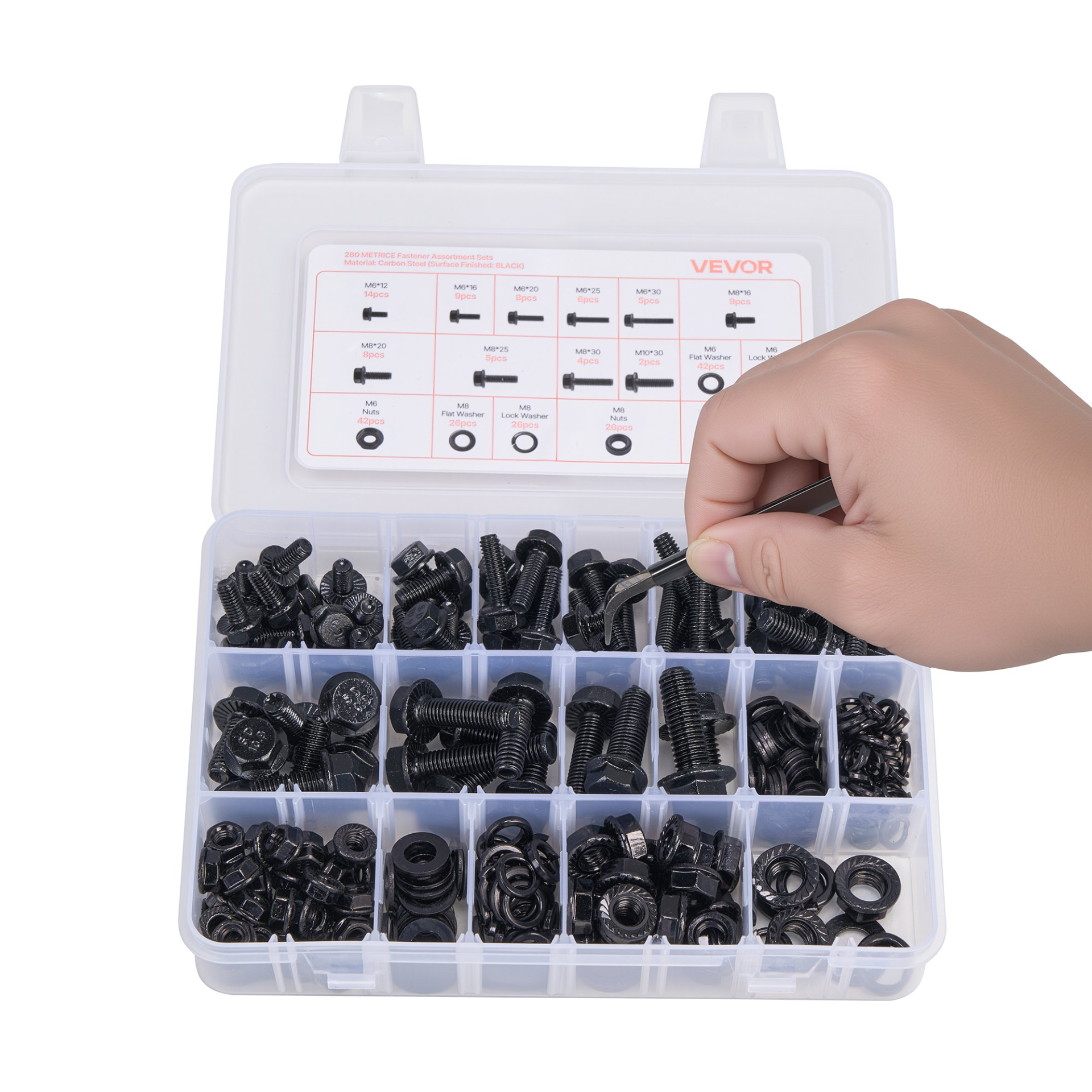 280 Pcs Bolts and Nuts Assortment Kit, with Case