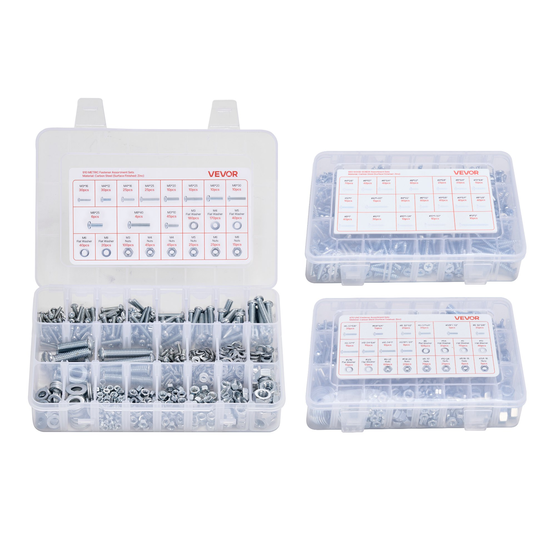 2250 Pcs Bolts and Nuts Assortment Kit, Galvanized White