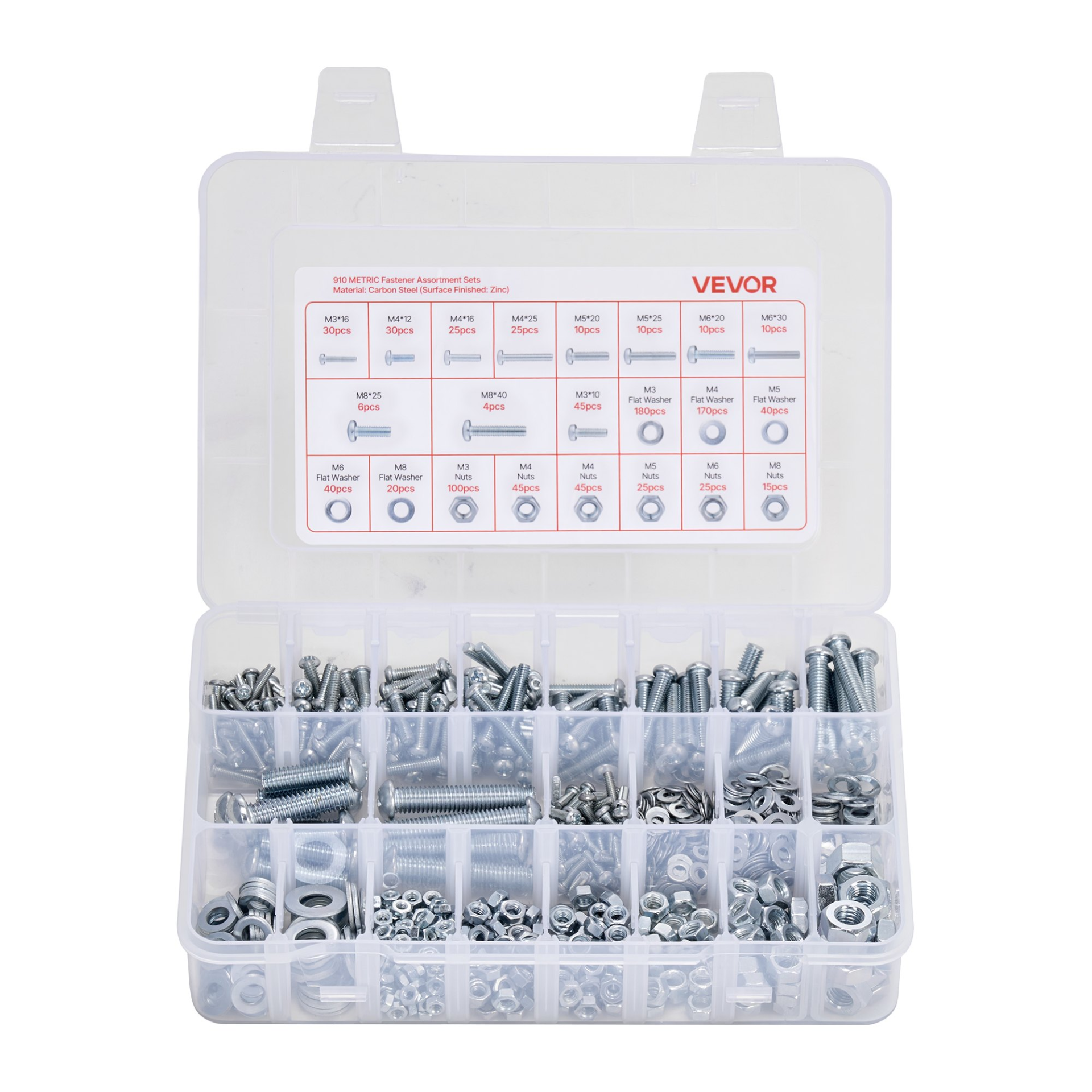 2250 Pcs Bolts and Nuts Assortment Kit, Galvanized White