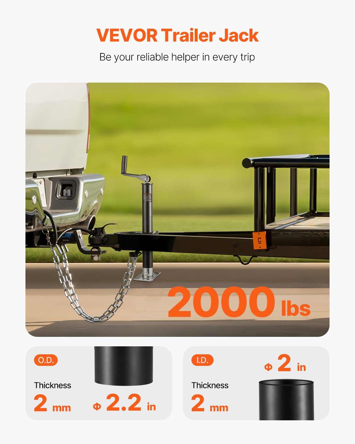 A-Frame Trailer Jack, 2000 lbs Dynamic Load Capacity, Yacht Trailers