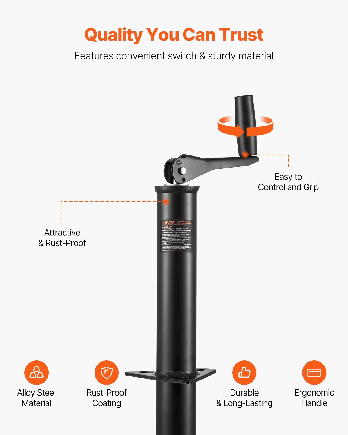 A-Frame Trailer Jack, 2000 lbs Dynamic Load Capacity, Yacht Trailers
