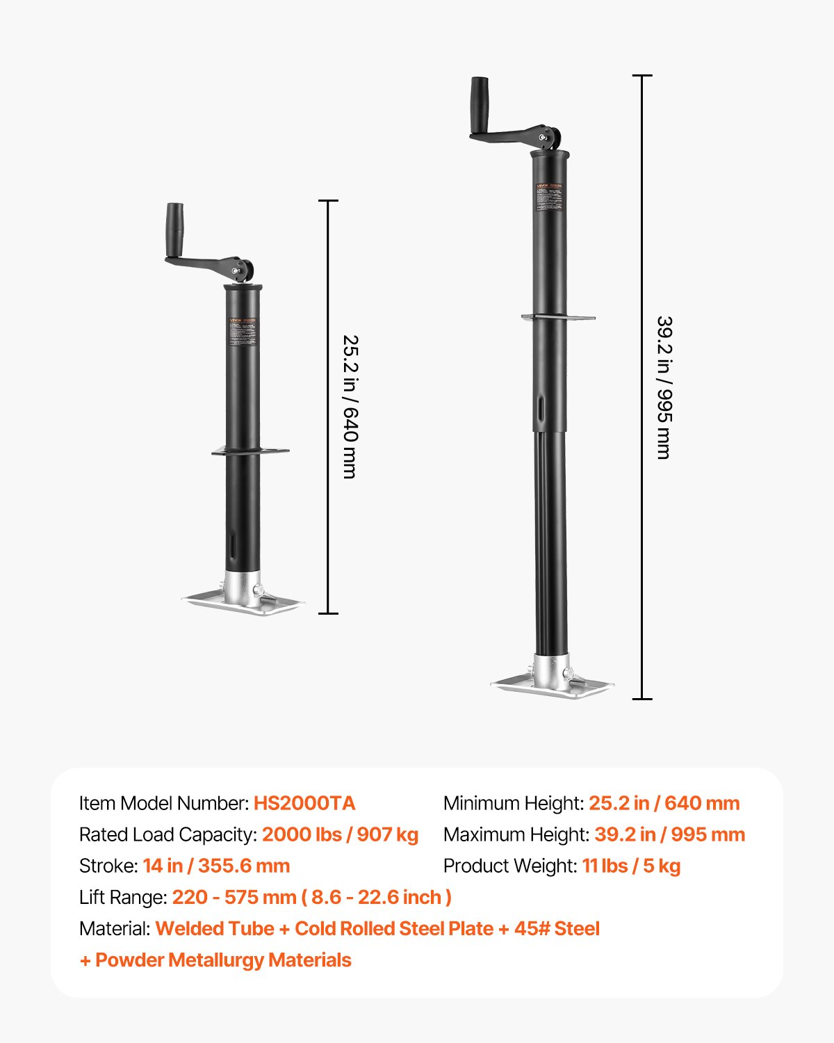 A-Frame Trailer Jack, 2000 lbs Dynamic Load Capacity, Yacht Trailers