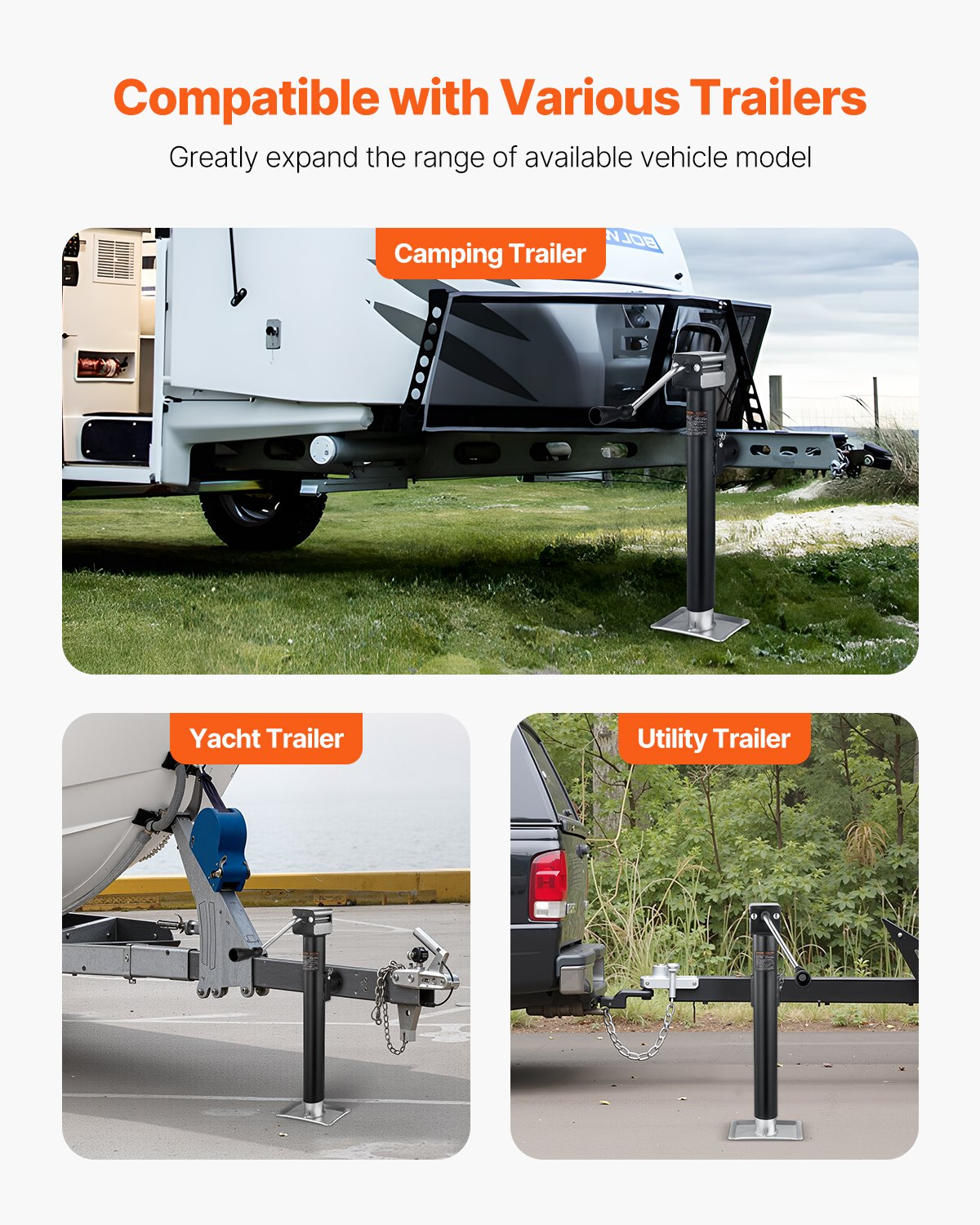 Trailer Jack, 5000 lbs Dynamic Load Capacity, Camping and Yacht Trailers