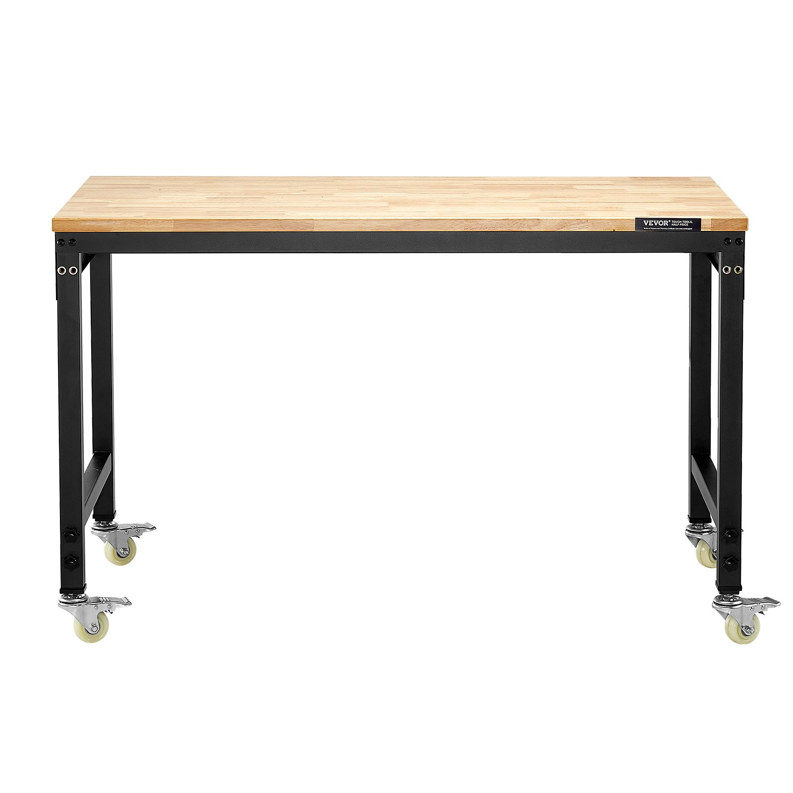 48" Workbench on Wheels Adjustable Height Table with Power Outlet & Pegboard