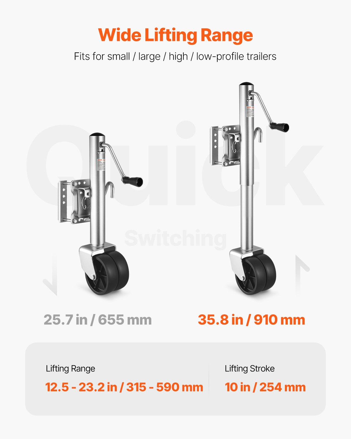 Trailer Jack with Wheel, 1500 lbs Load Capacity, Utility Trailers