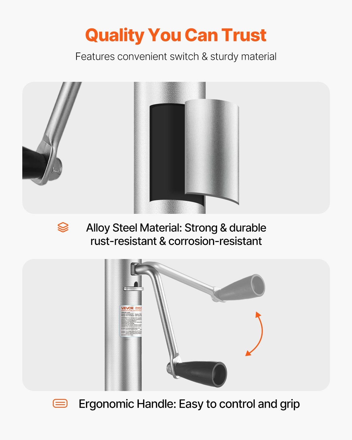 Trailer Jack with Wheel, 1500 lbs Load Capacity, Utility Trailers